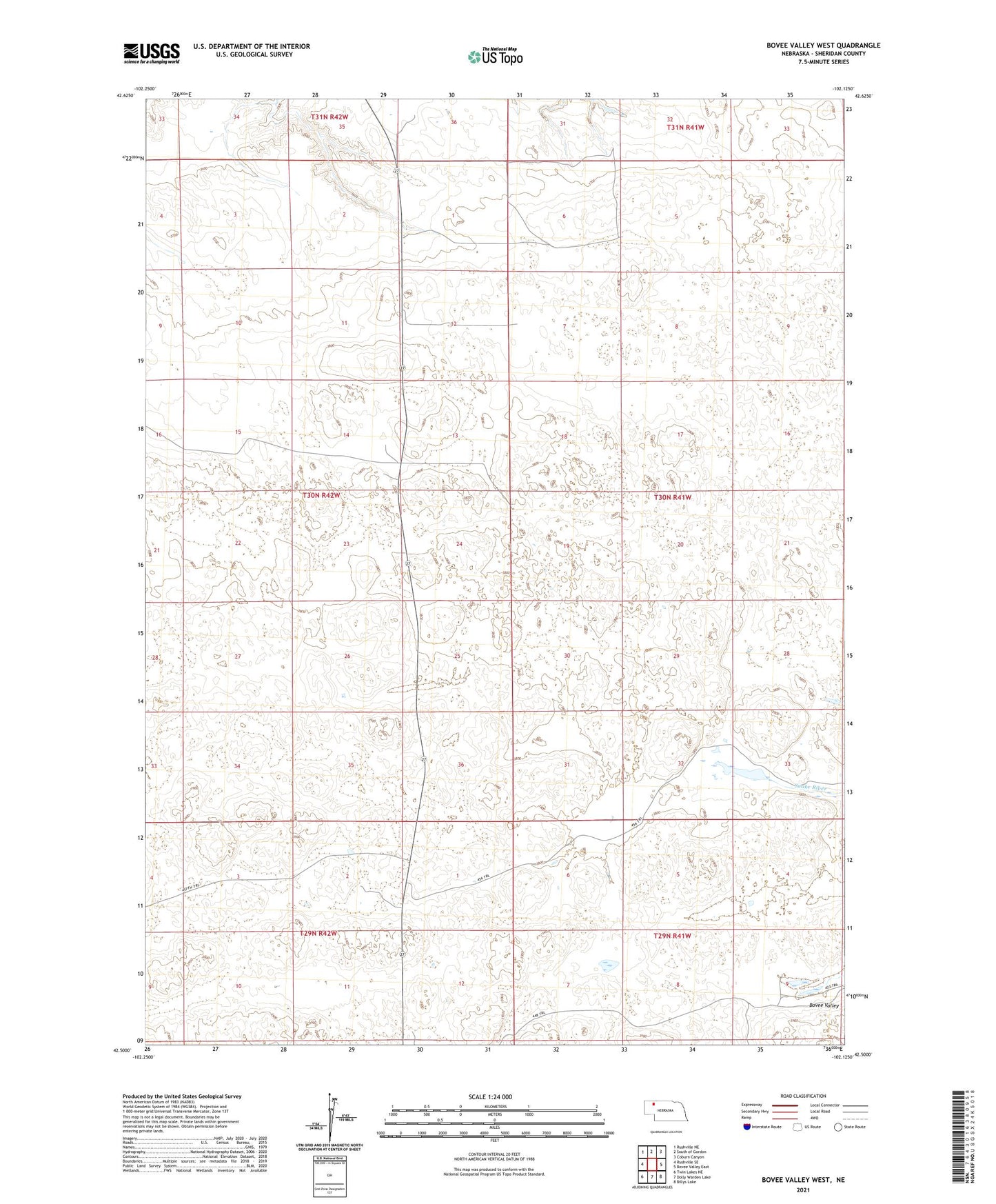 Bovee Valley West Nebraska US Topo Map Image