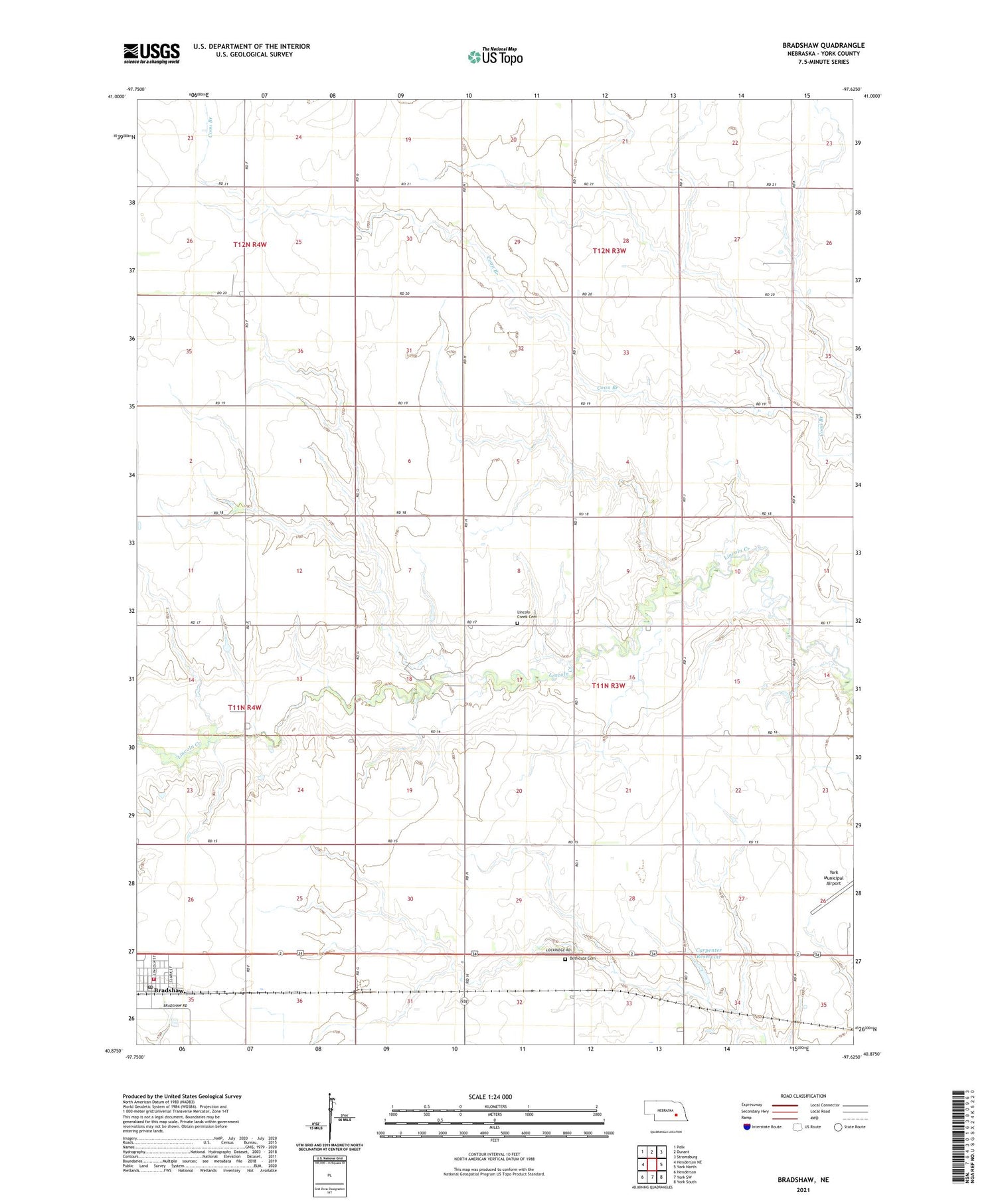 Bradshaw Nebraska US Topo Map Image