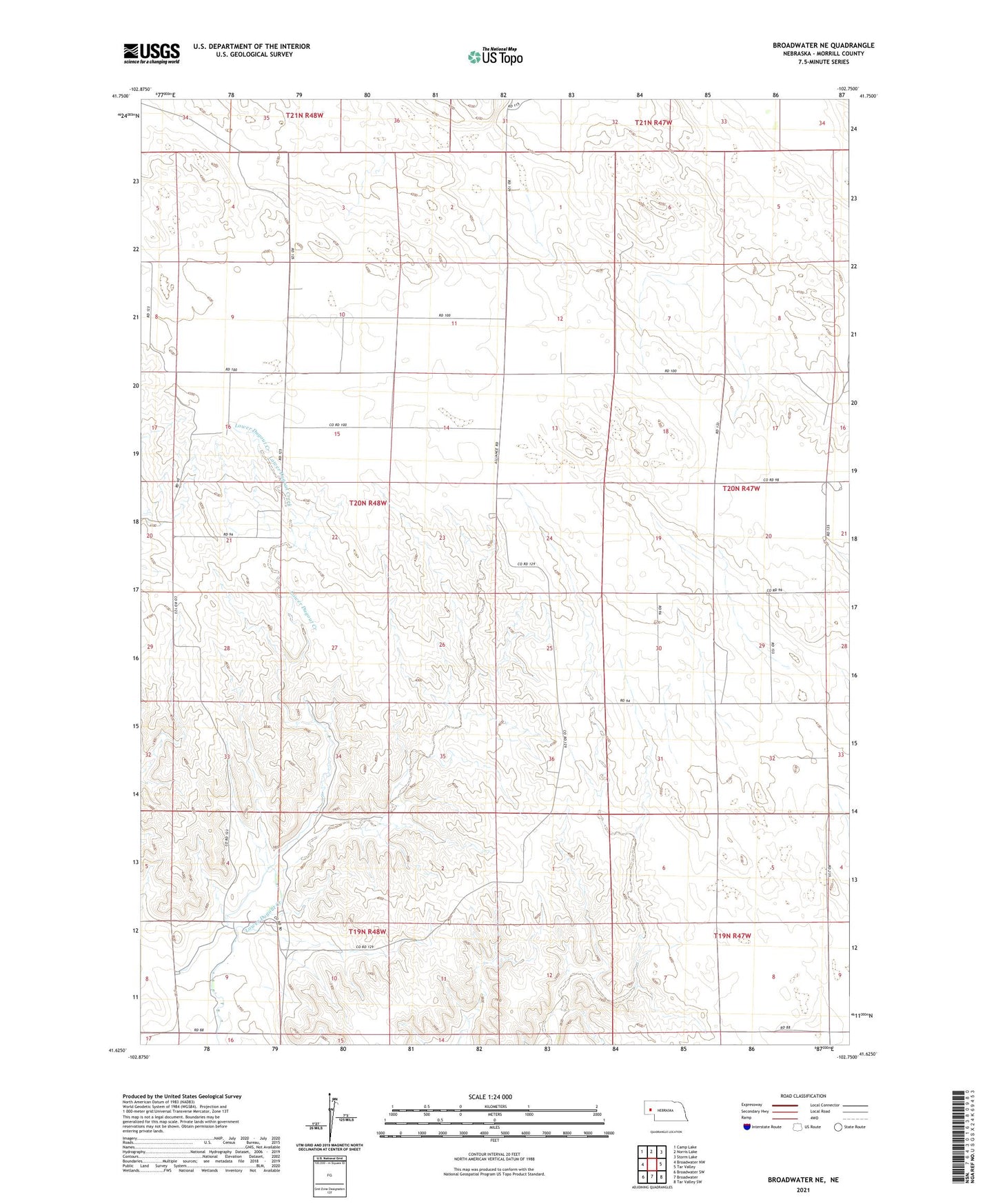 Broadwater NE Nebraska US Topo Map Image