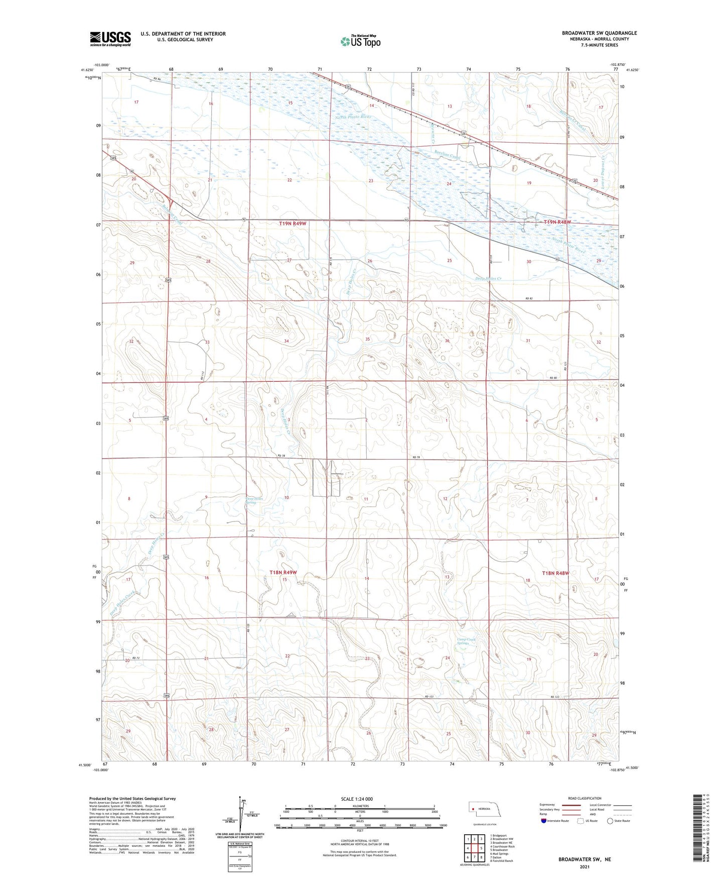 Broadwater SW Nebraska US Topo Map Image