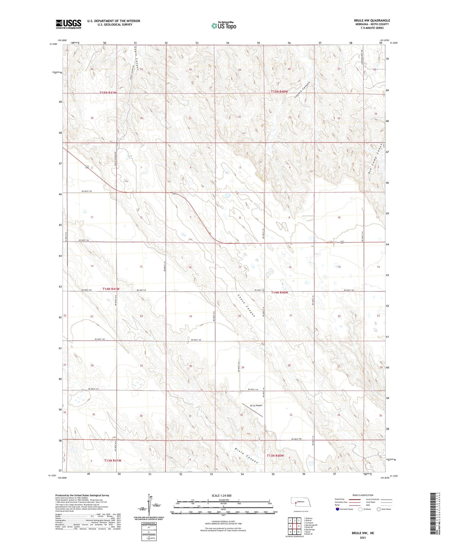 Brule NW Nebraska US Topo Map Image