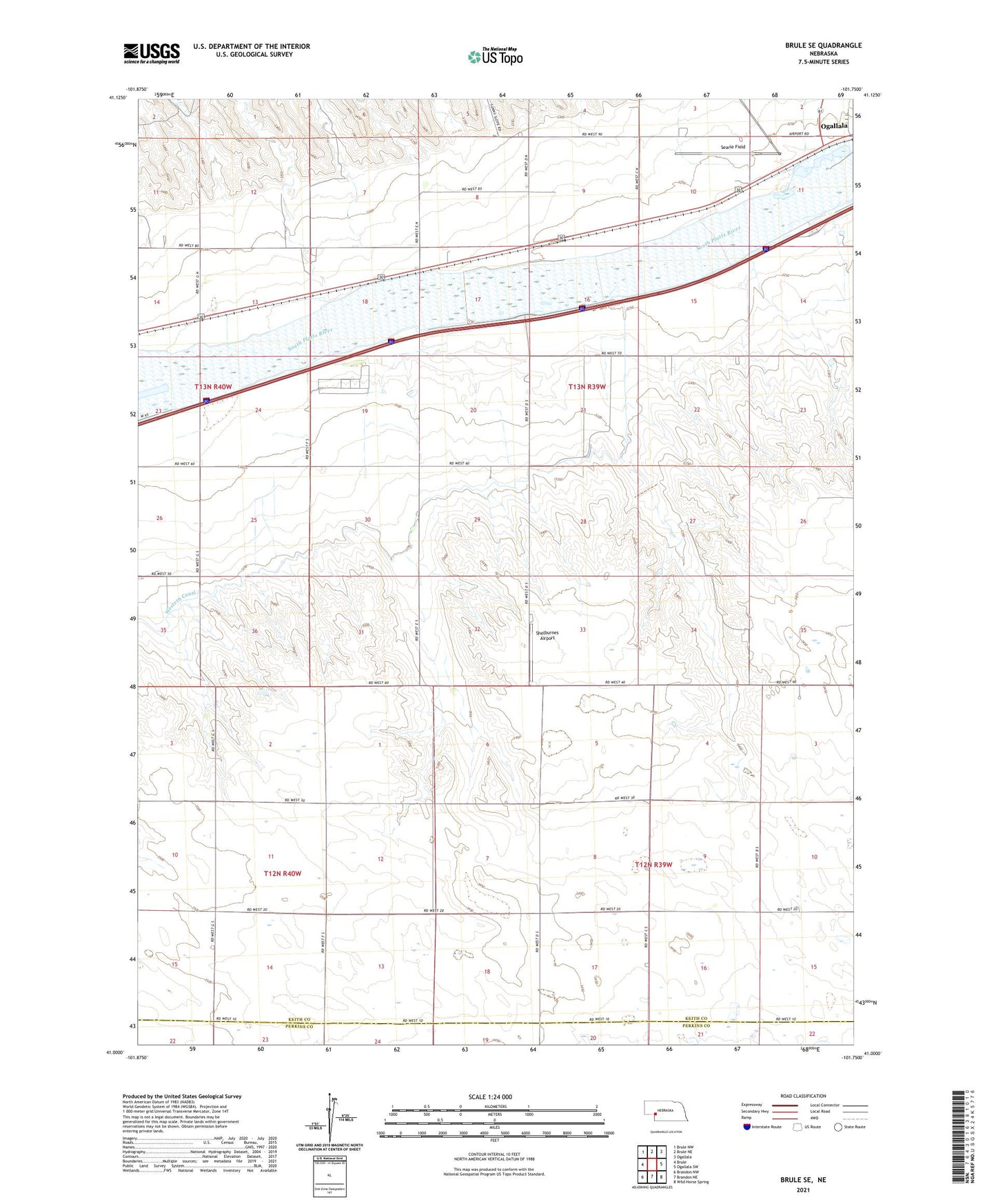 Brule SE Nebraska US Topo Map Image