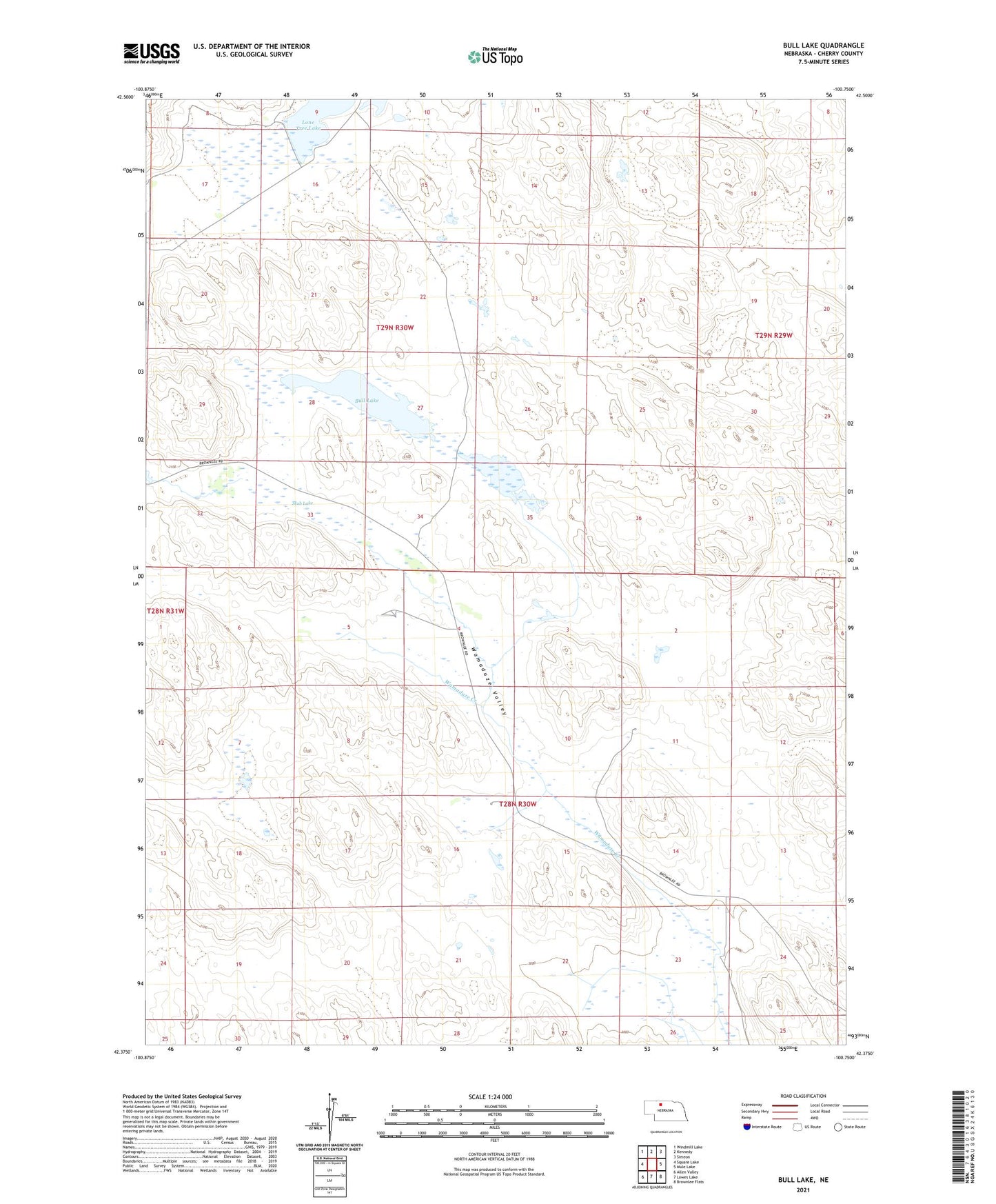 Bull Lake Nebraska US Topo Map Image