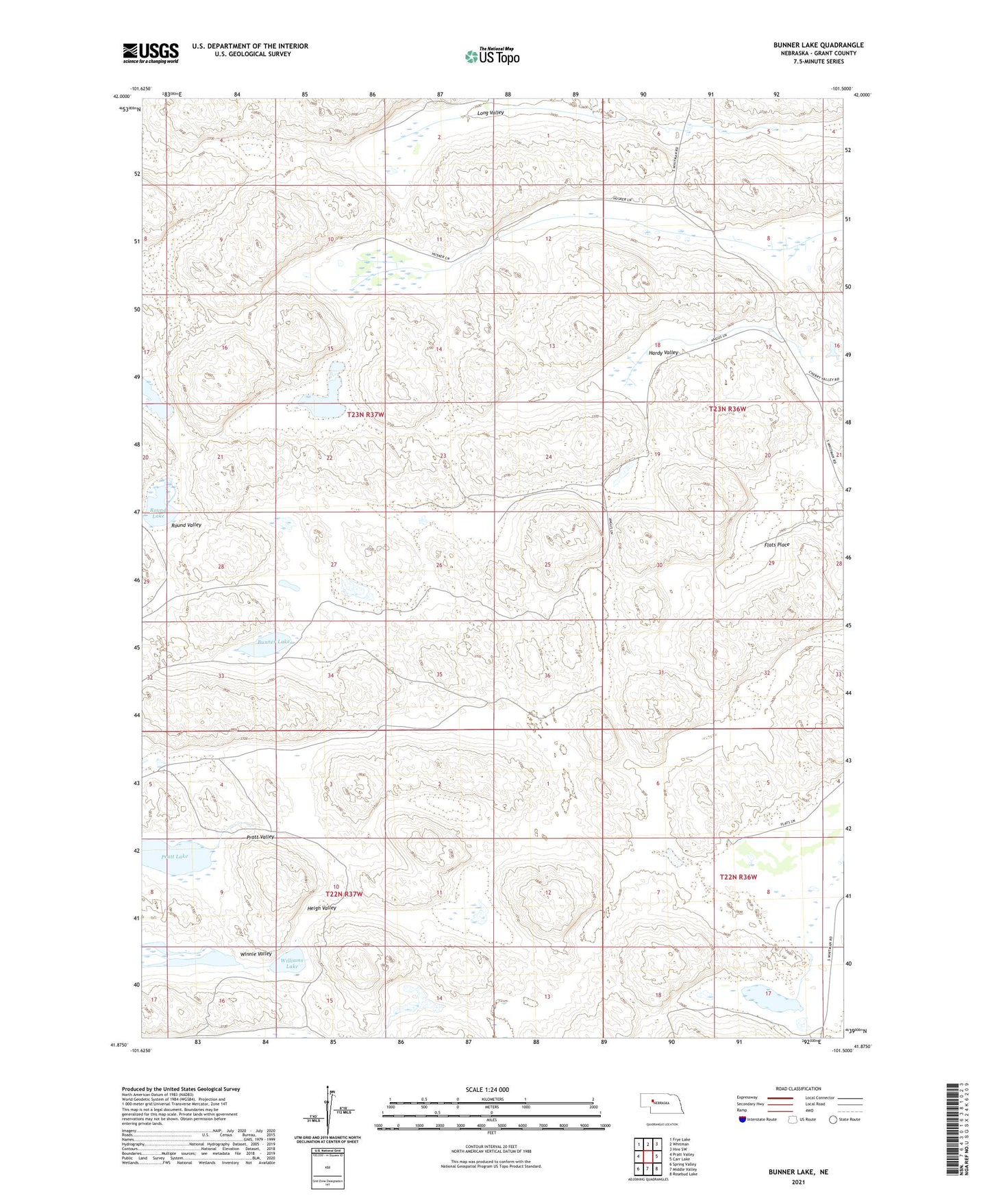 Bunner Lake Nebraska US Topo Map Image