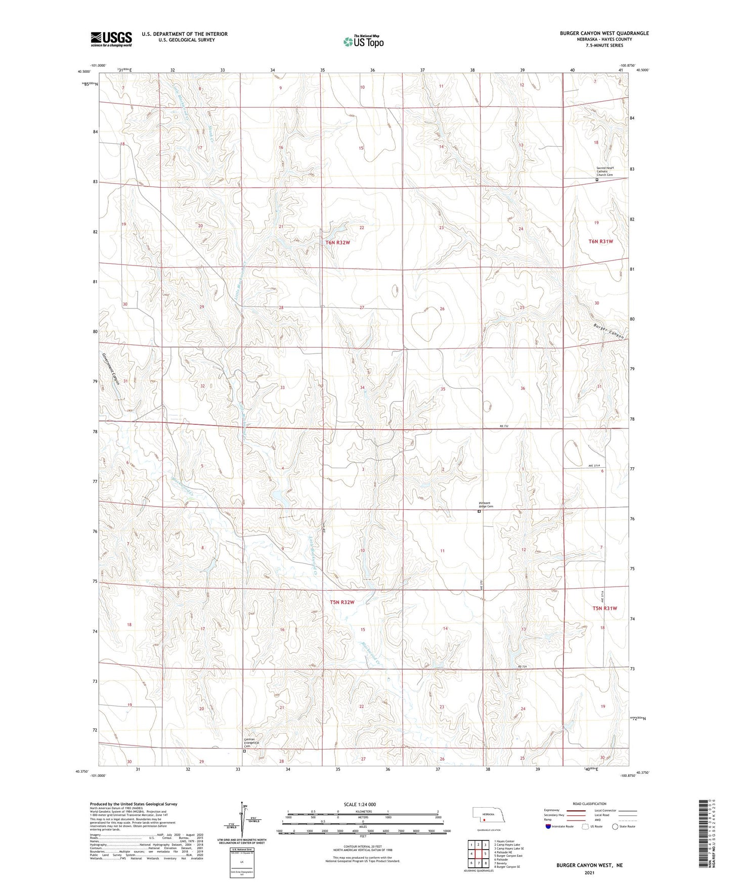 Burger Canyon West Nebraska US Topo Map Image