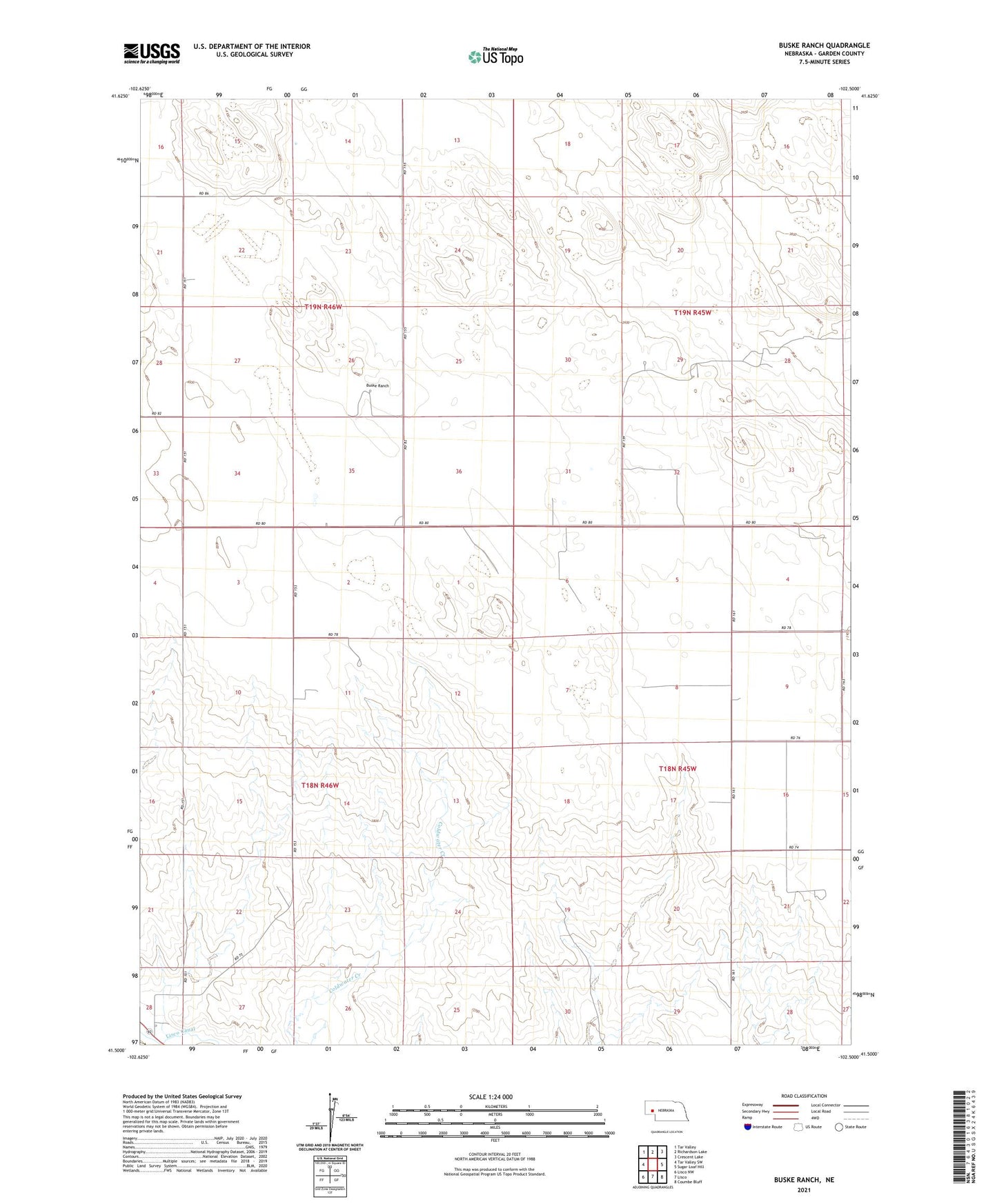 Buske Ranch Nebraska US Topo Map Image