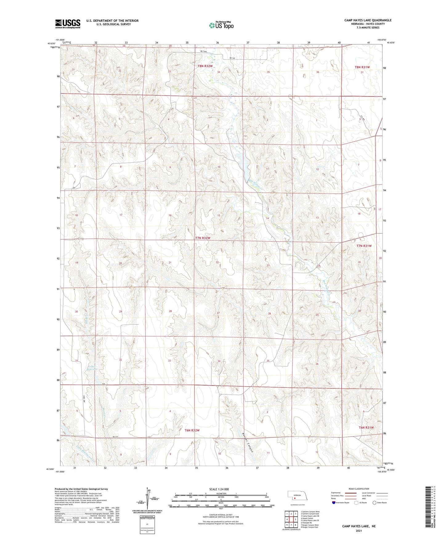 Camp Hayes Lake Nebraska US Topo Map Image