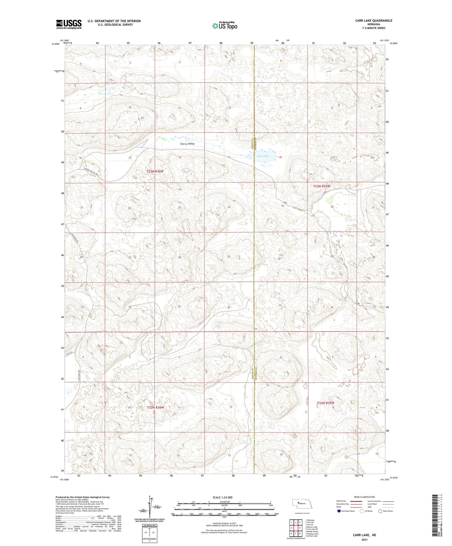 Carr Lake Nebraska US Topo Map Image
