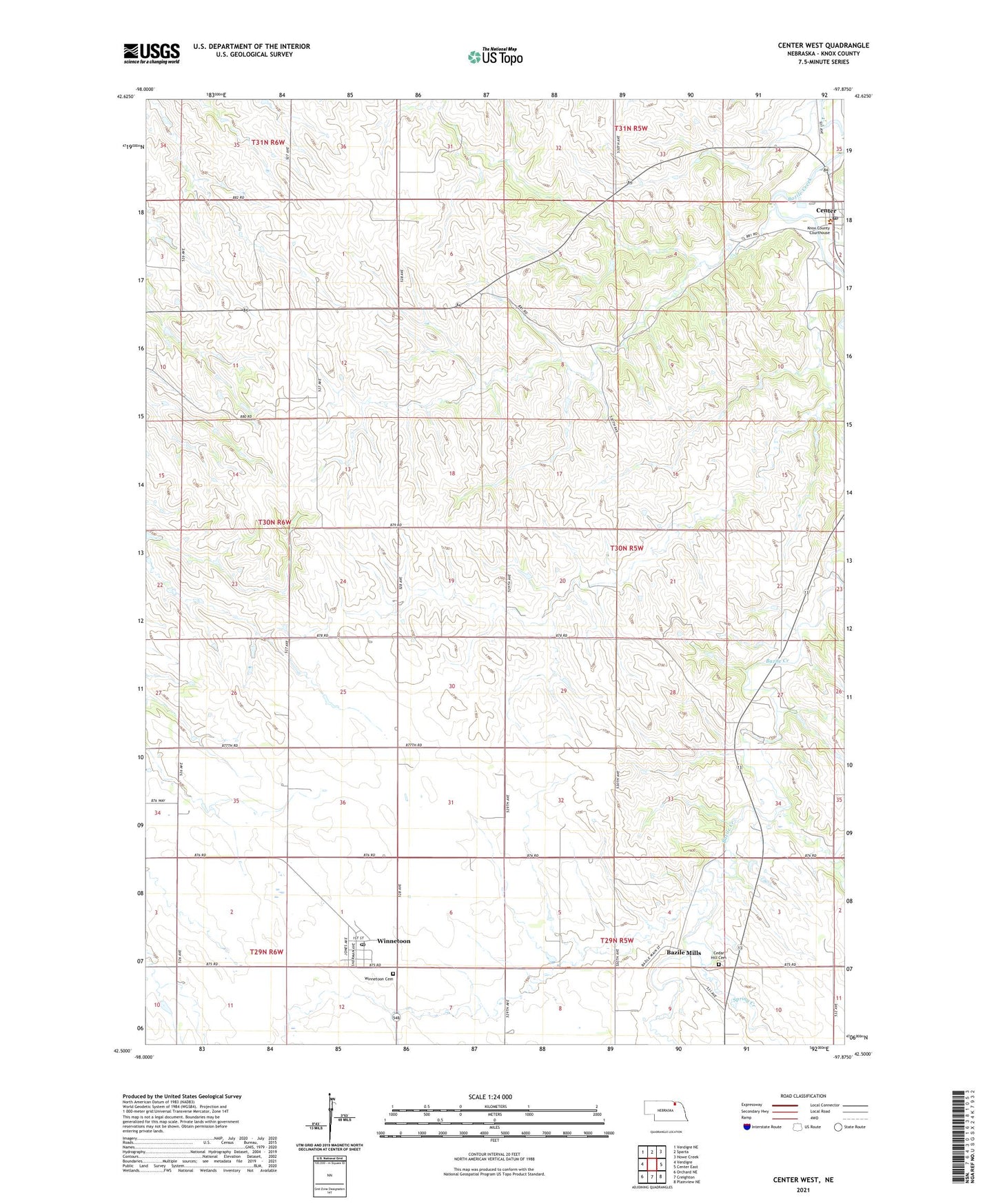 Center West Nebraska US Topo Map Image