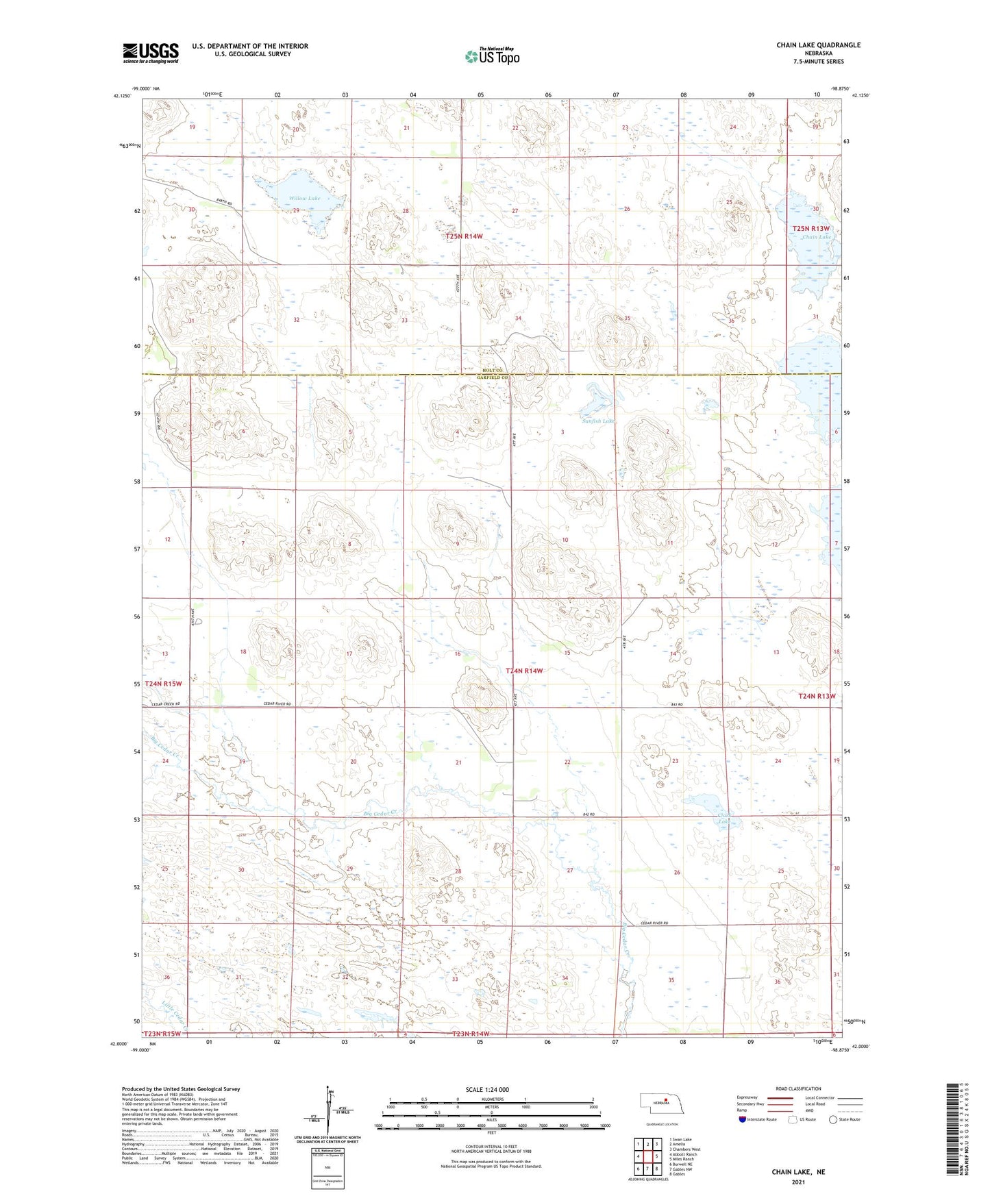 Chain Lake Nebraska US Topo Map Image