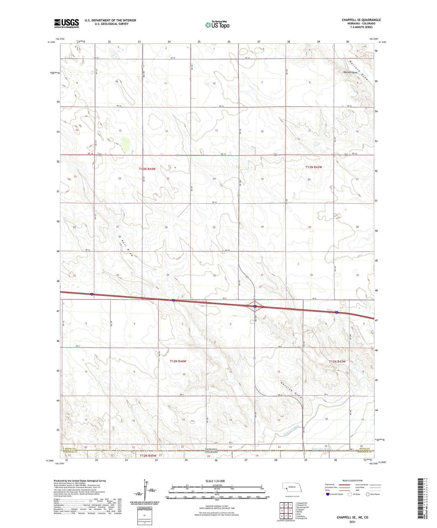 Chappell SE Nebraska US Topo Map Image
