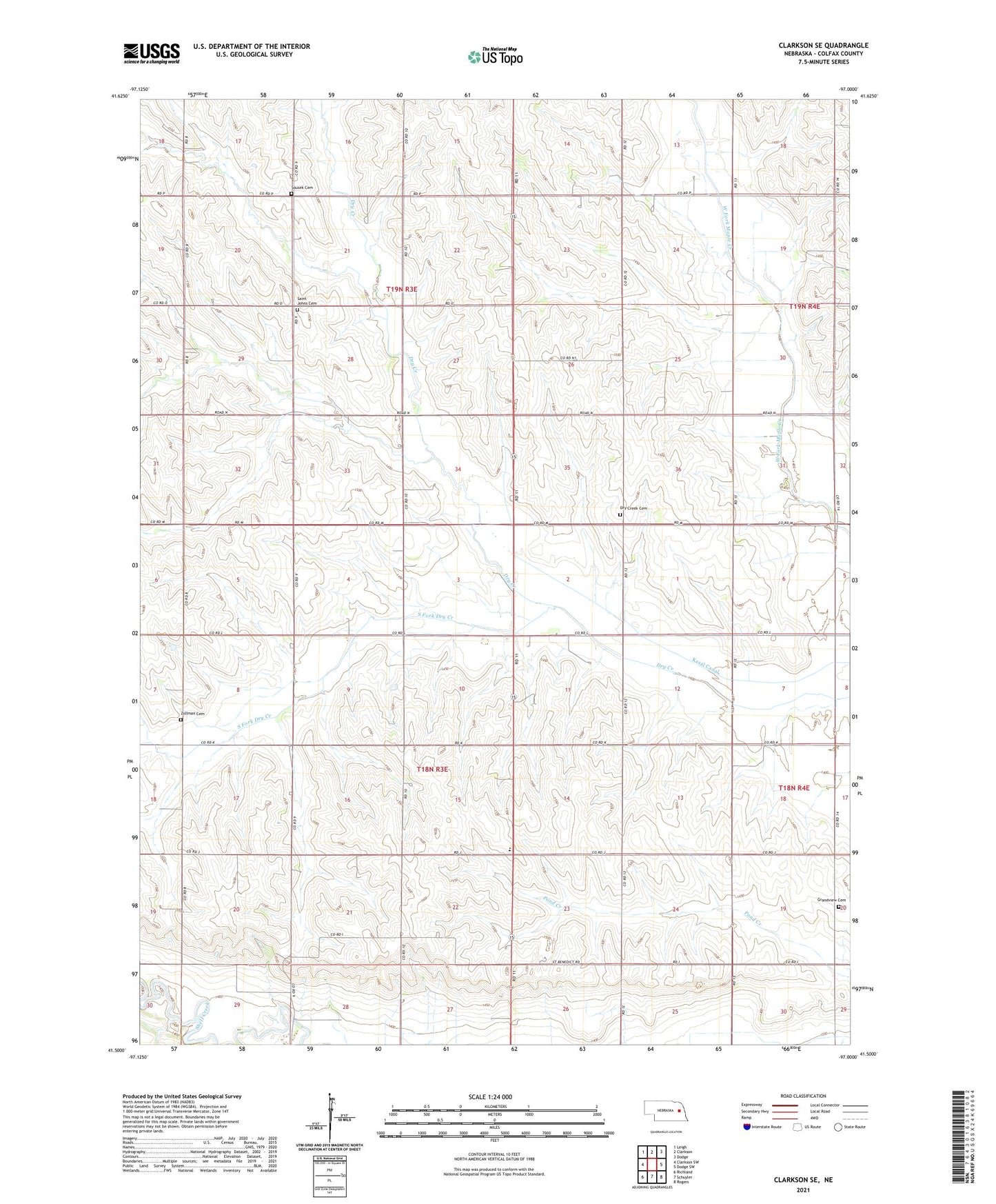 Clarkson SE Nebraska US Topo Map Image