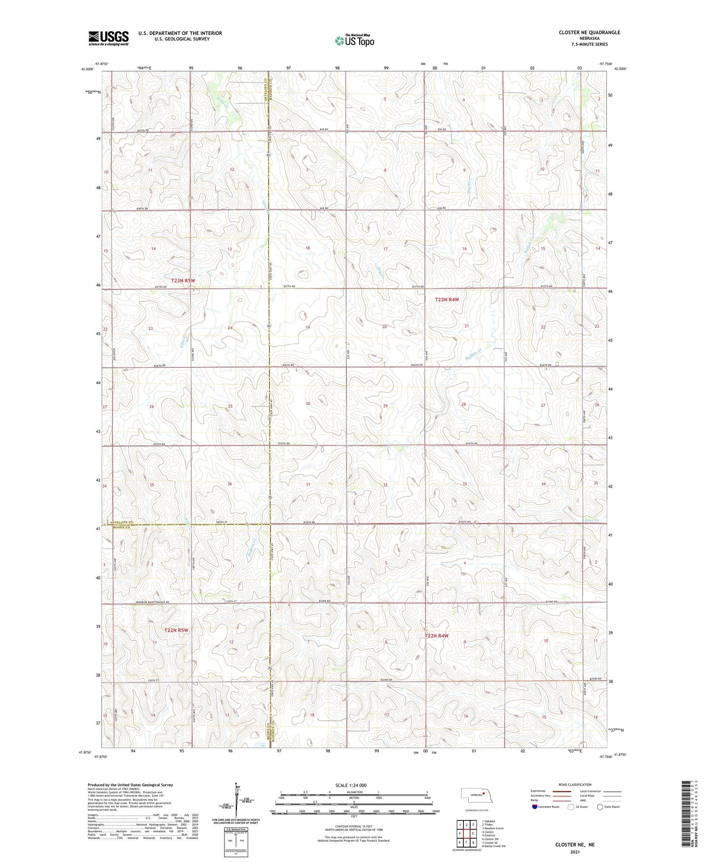 Closter NE Nebraska US Topo Map Image