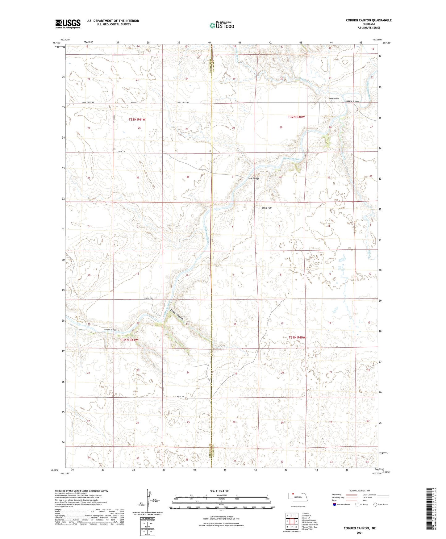 Coburn Canyon Nebraska US Topo Map Image