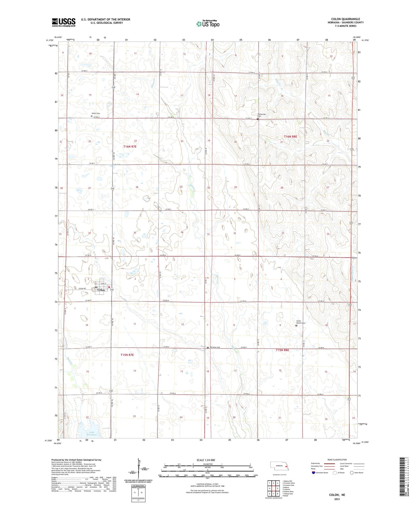 Colon Nebraska US Topo Map Image