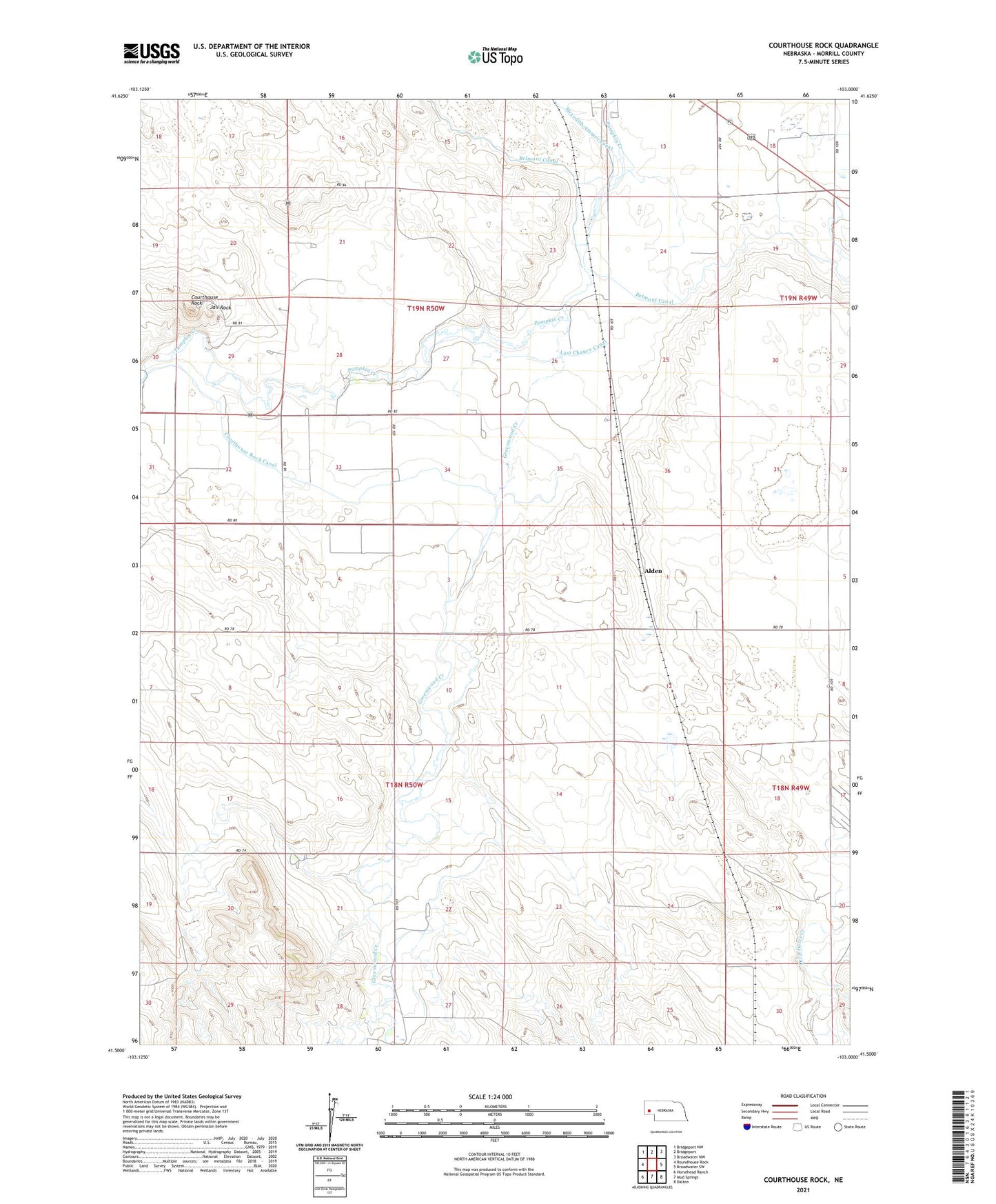 Courthouse Rock Nebraska US Topo Map Image