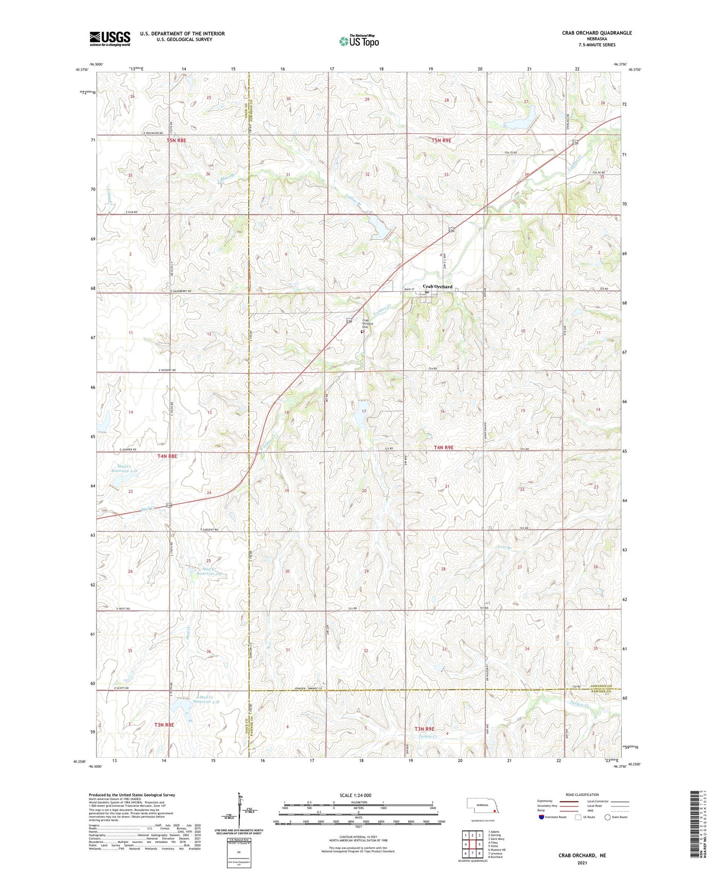 Crab Orchard Nebraska US Topo Map Image