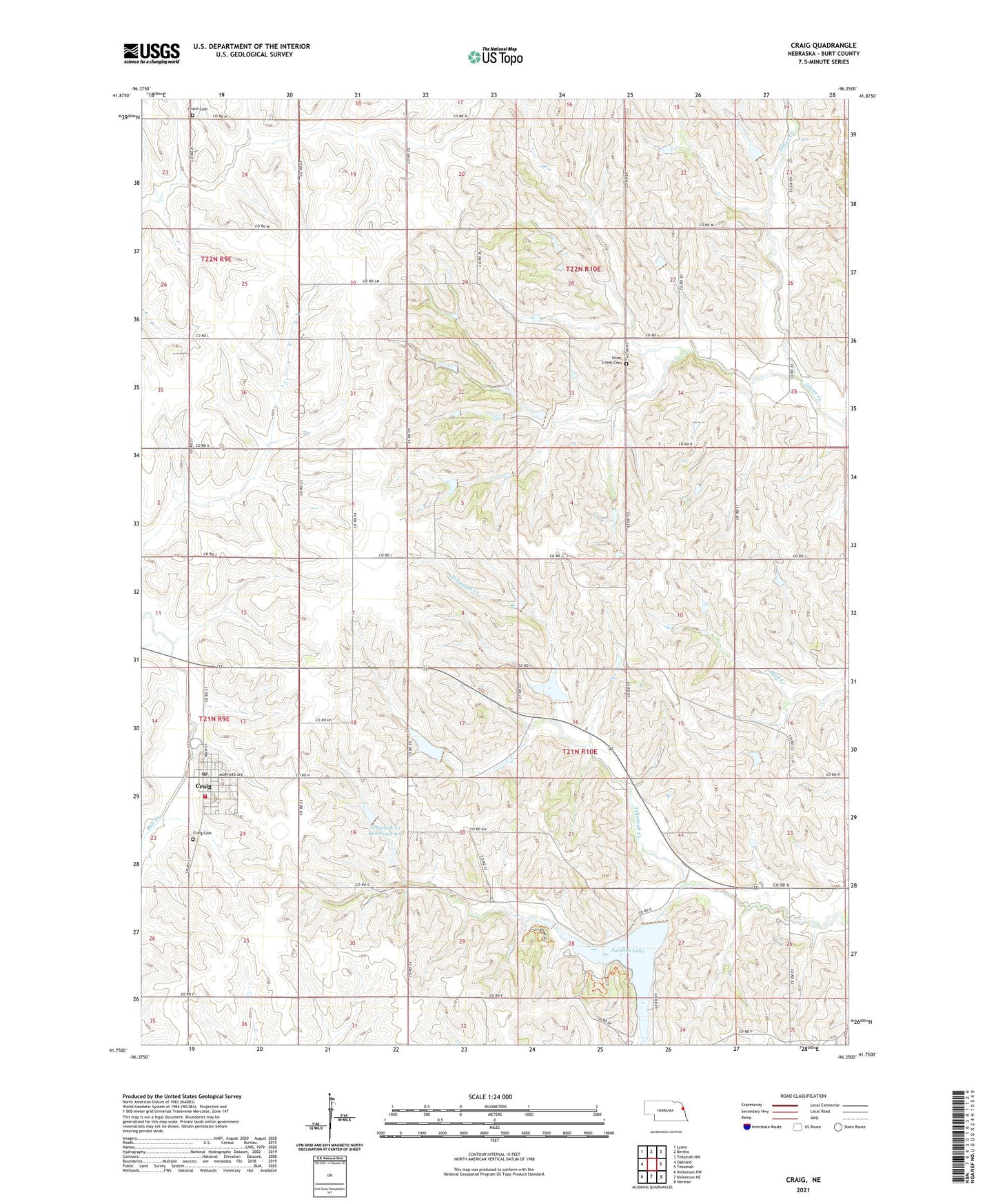Craig Nebraska US Topo Map Image