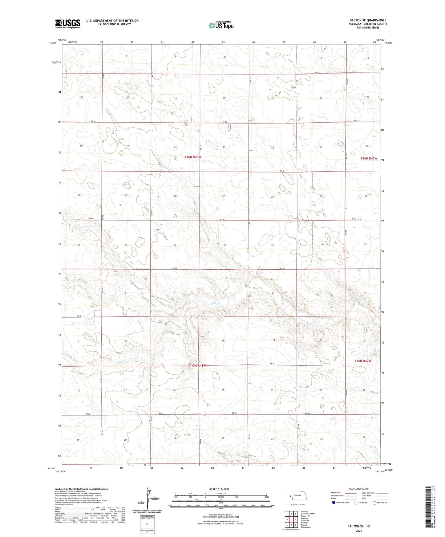 Dalton SE Nebraska US Topo Map Image