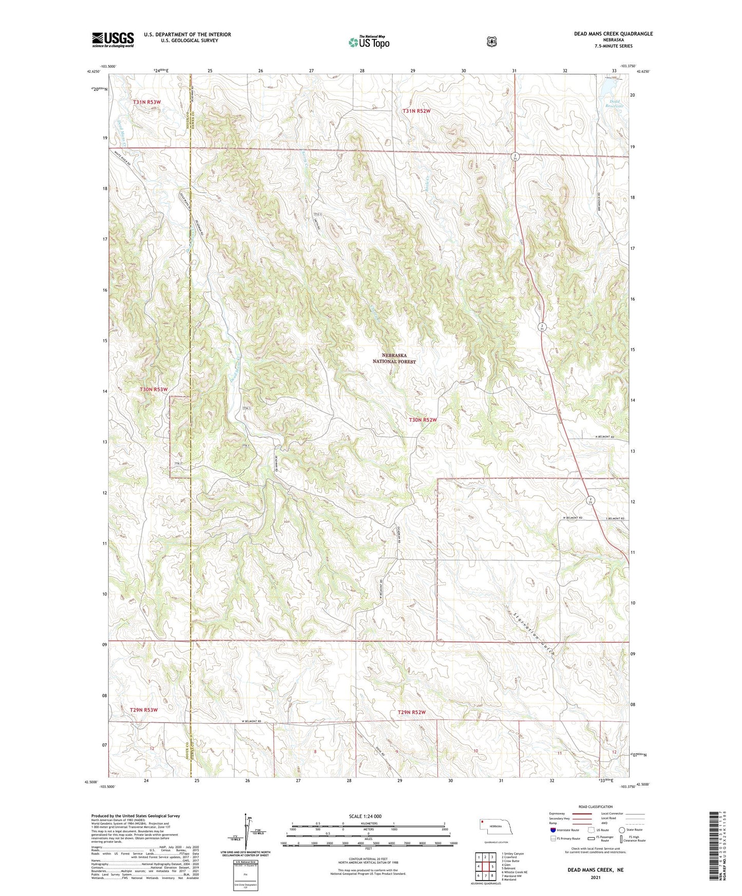 Dead Mans Creek Nebraska US Topo Map Image