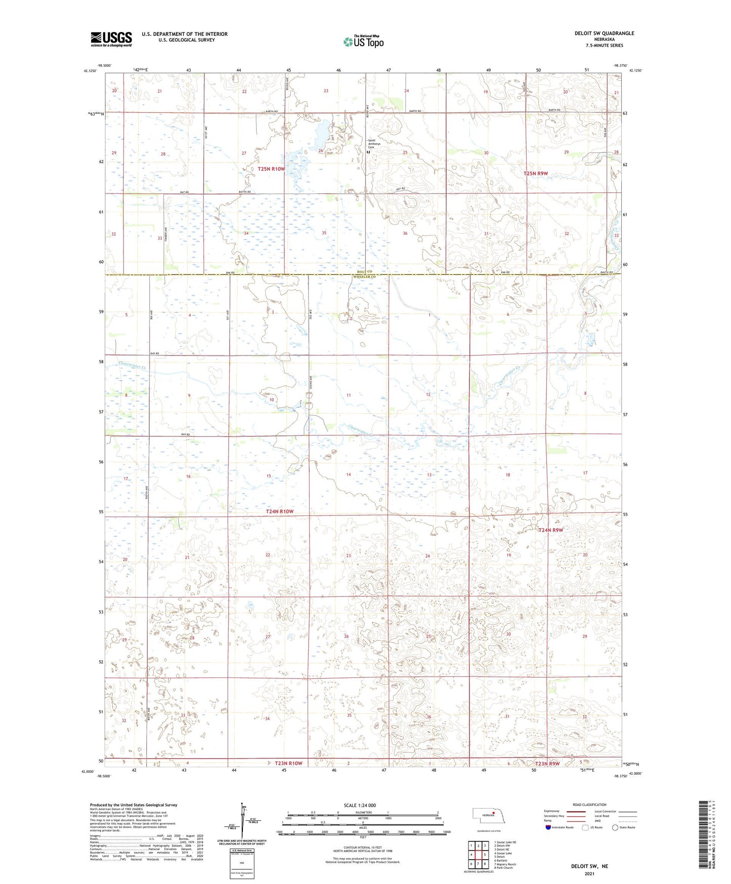Deloit SW Nebraska US Topo Map Image