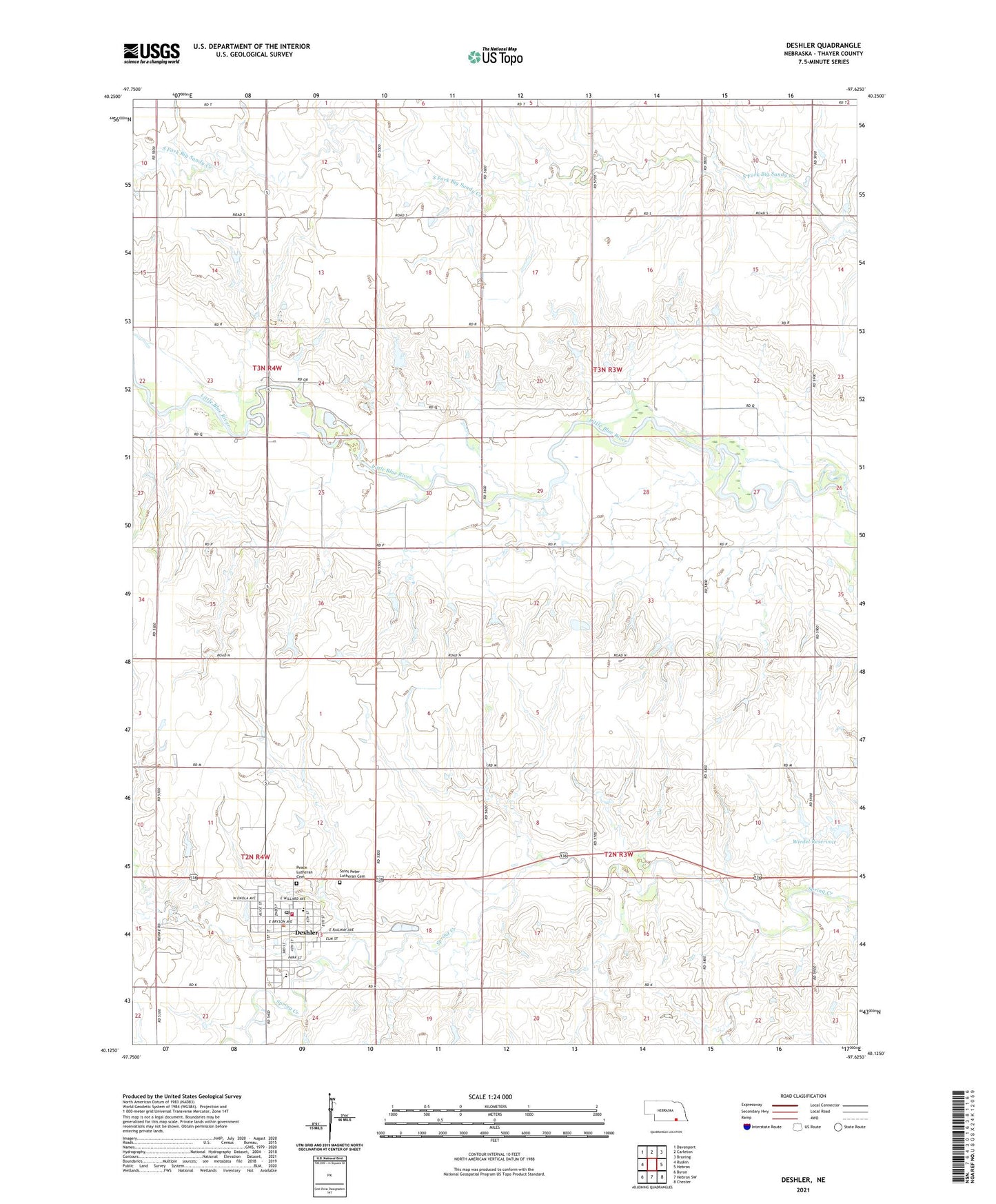 Deshler Nebraska US Topo Map Image