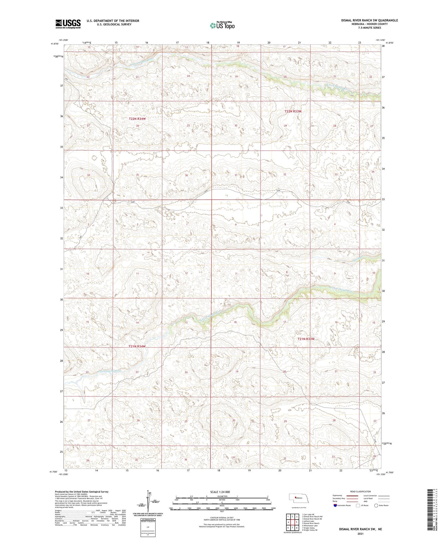 Dismal River Ranch SW Nebraska US Topo Map Image