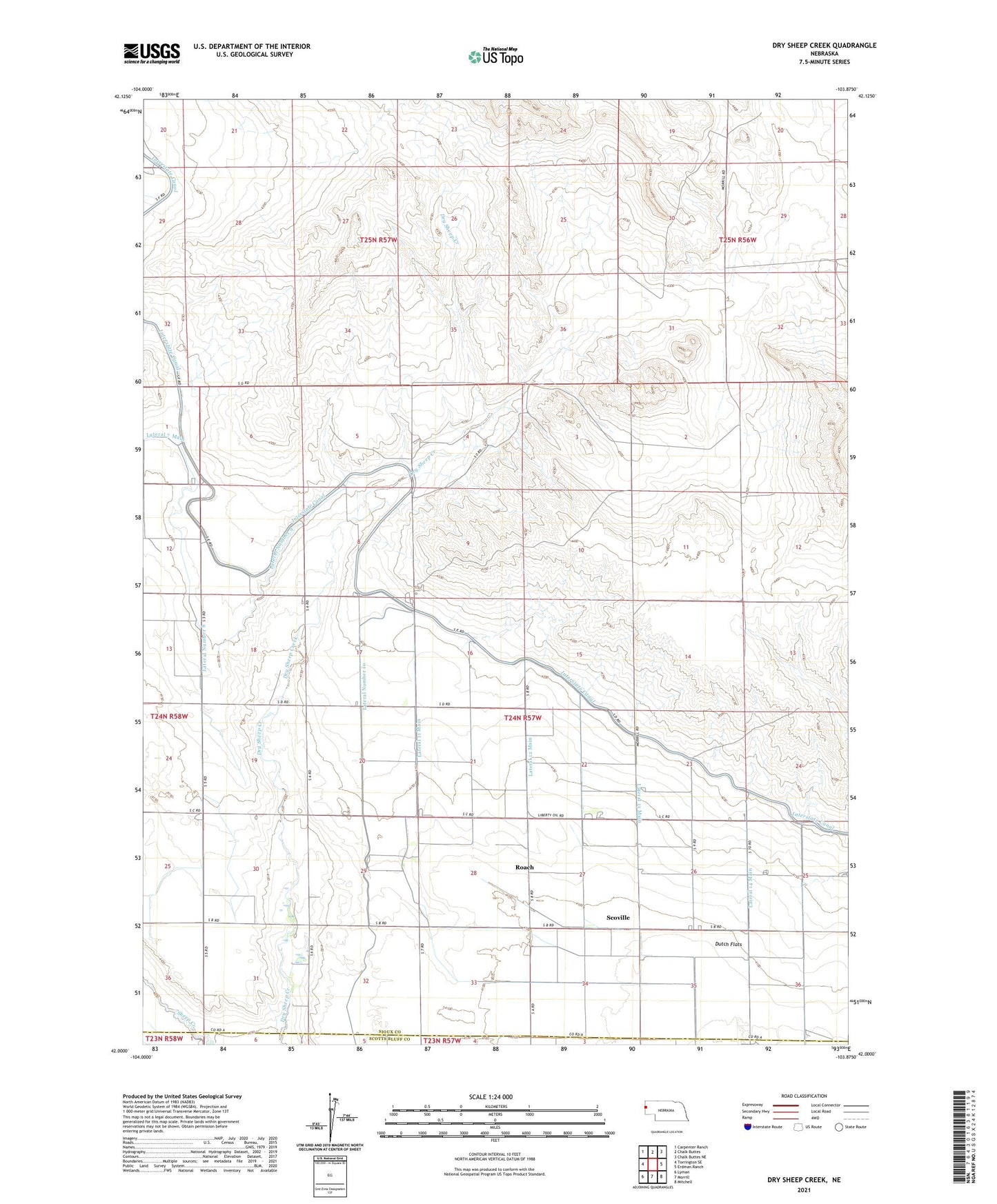 Dry Sheep Creek Nebraska US Topo Map Image