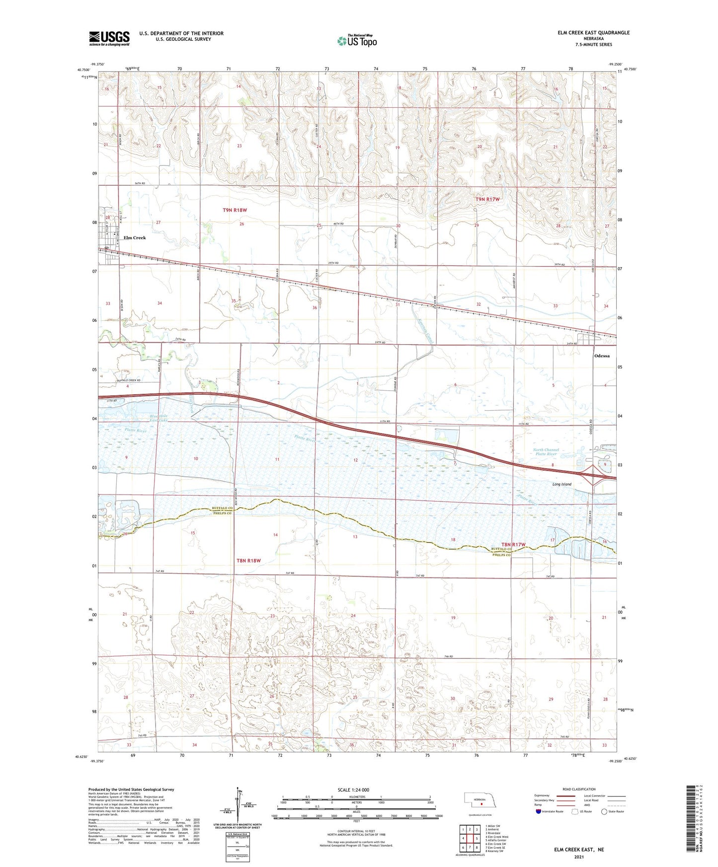 Elm Creek East Nebraska US Topo Map Image