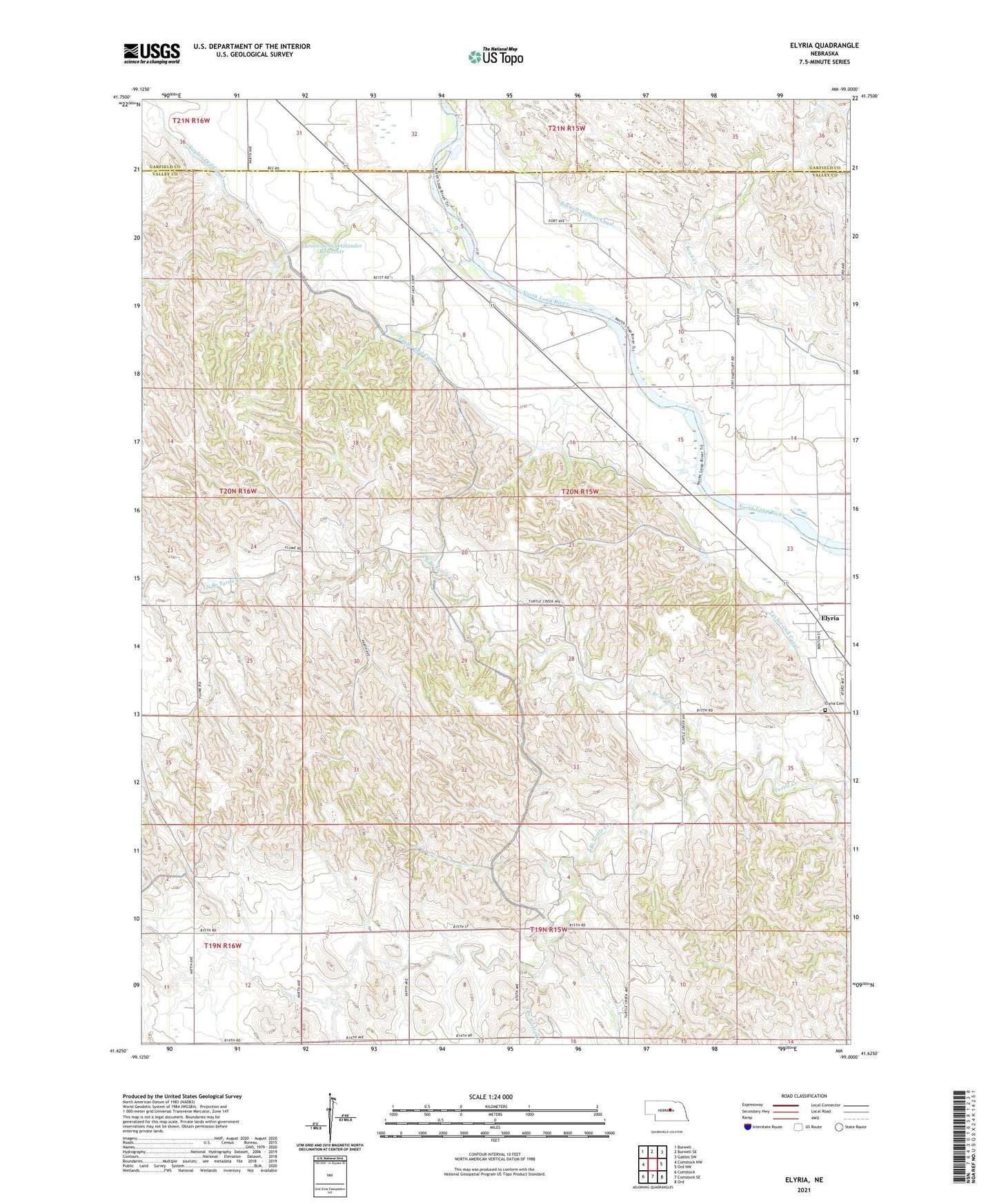 Elyria Nebraska US Topo Map Image