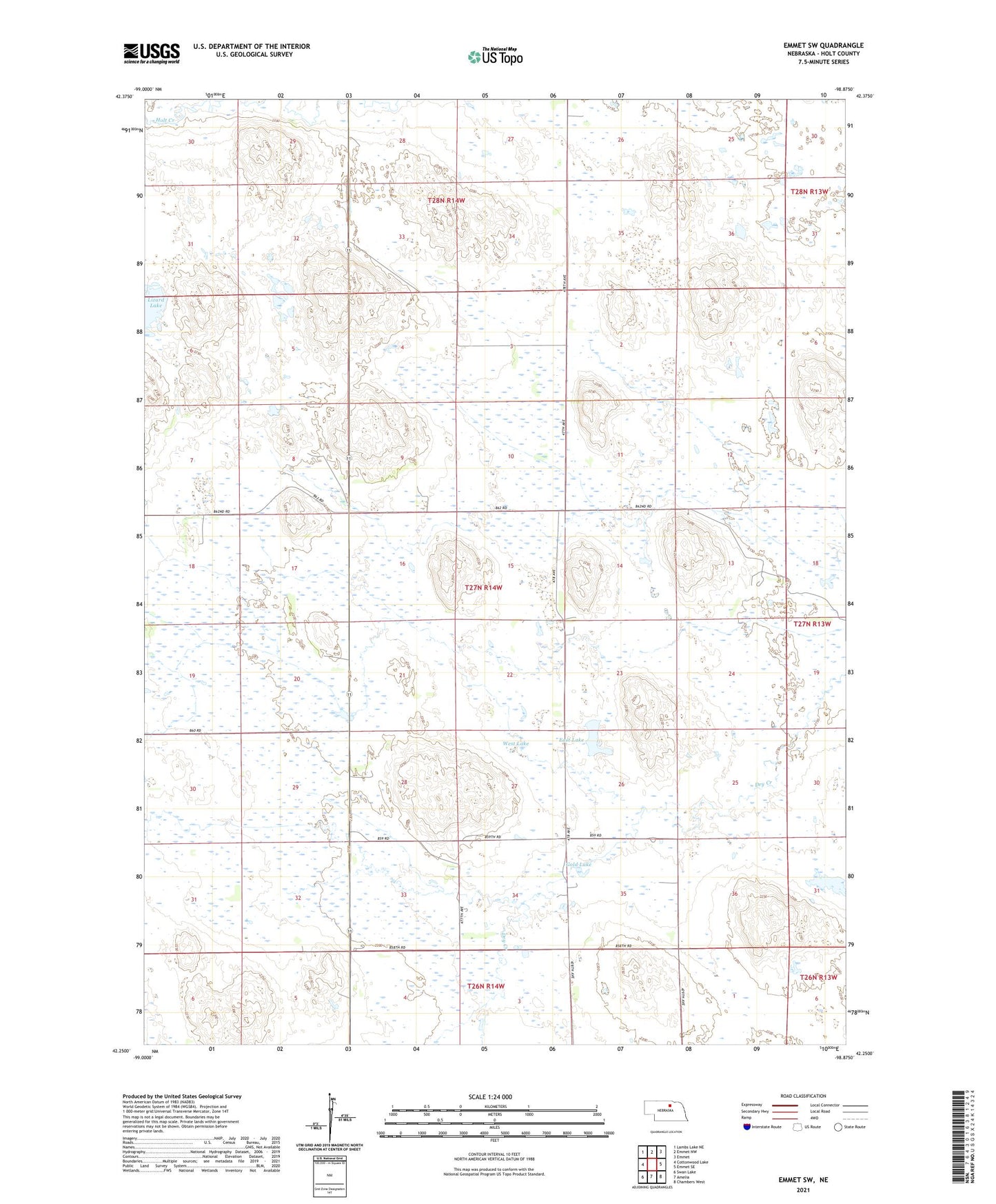 Emmet SW Nebraska US Topo Map Image
