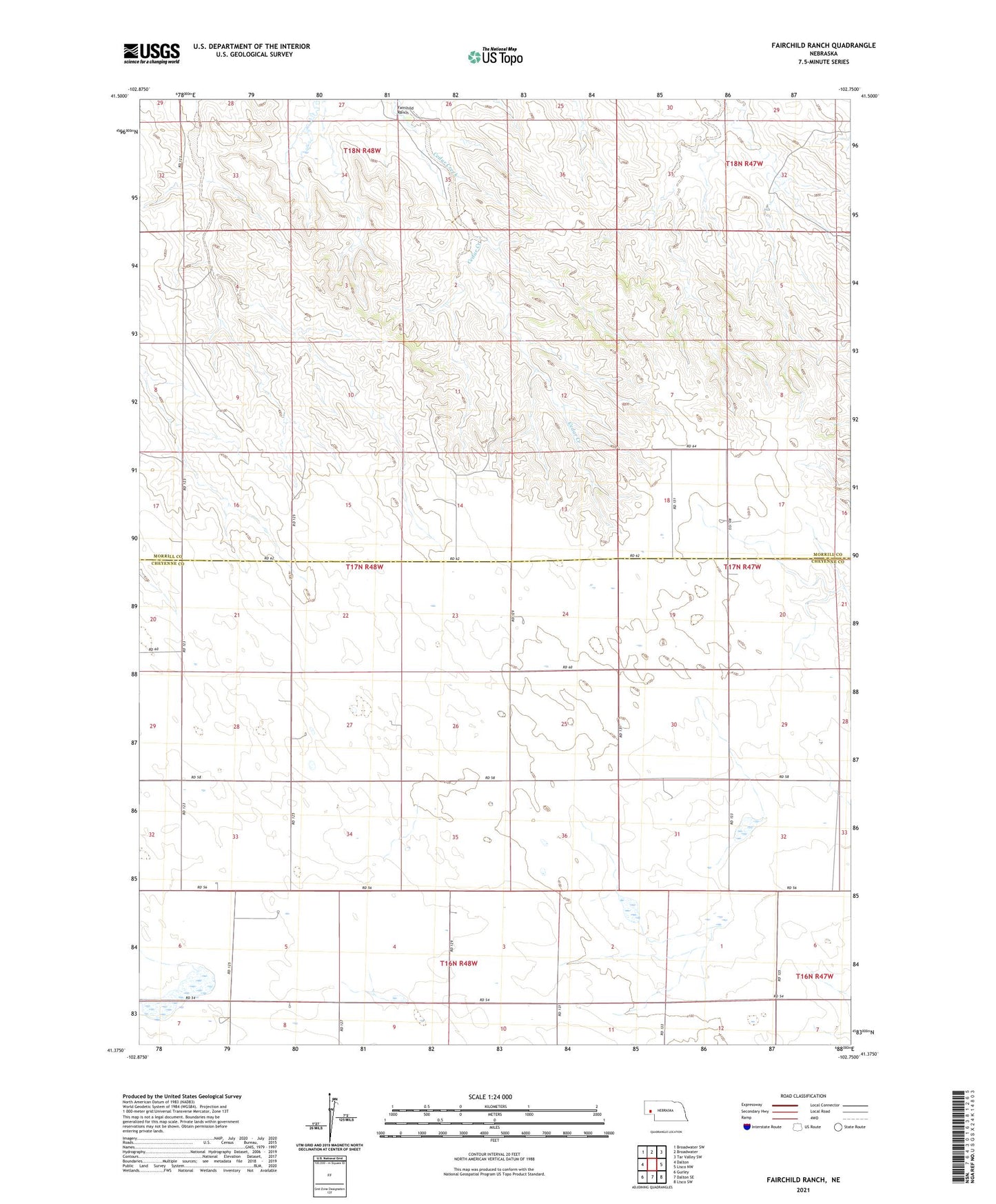 Fairchild Ranch Nebraska US Topo Map Image