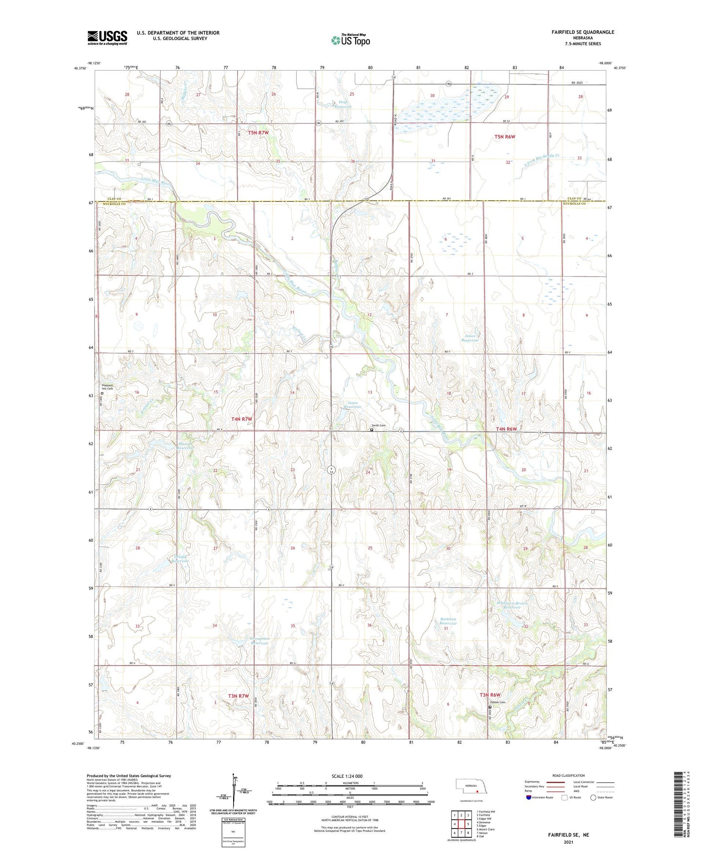 Fairfield SE Nebraska US Topo Map Image