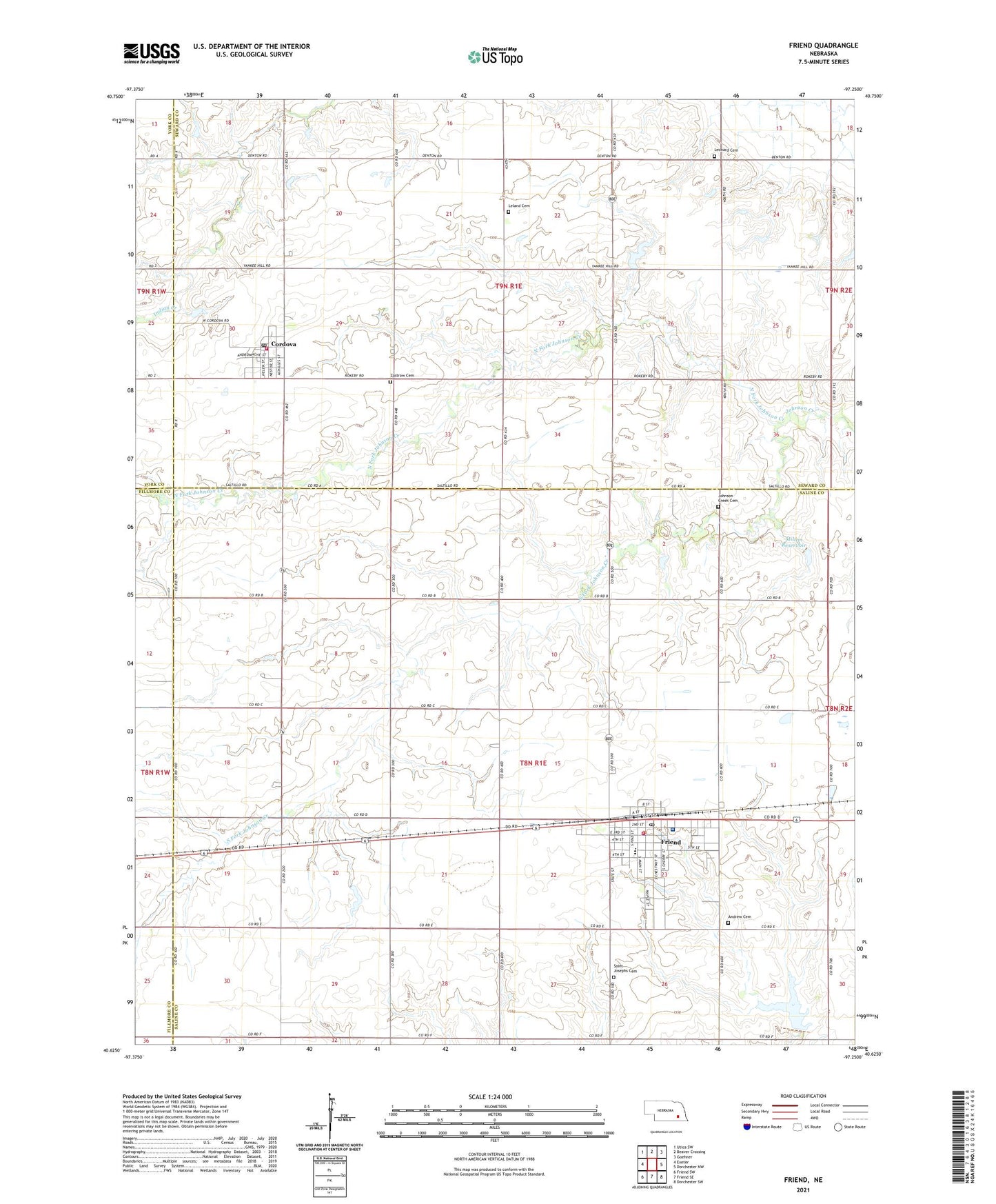 Friend Nebraska US Topo Map Image