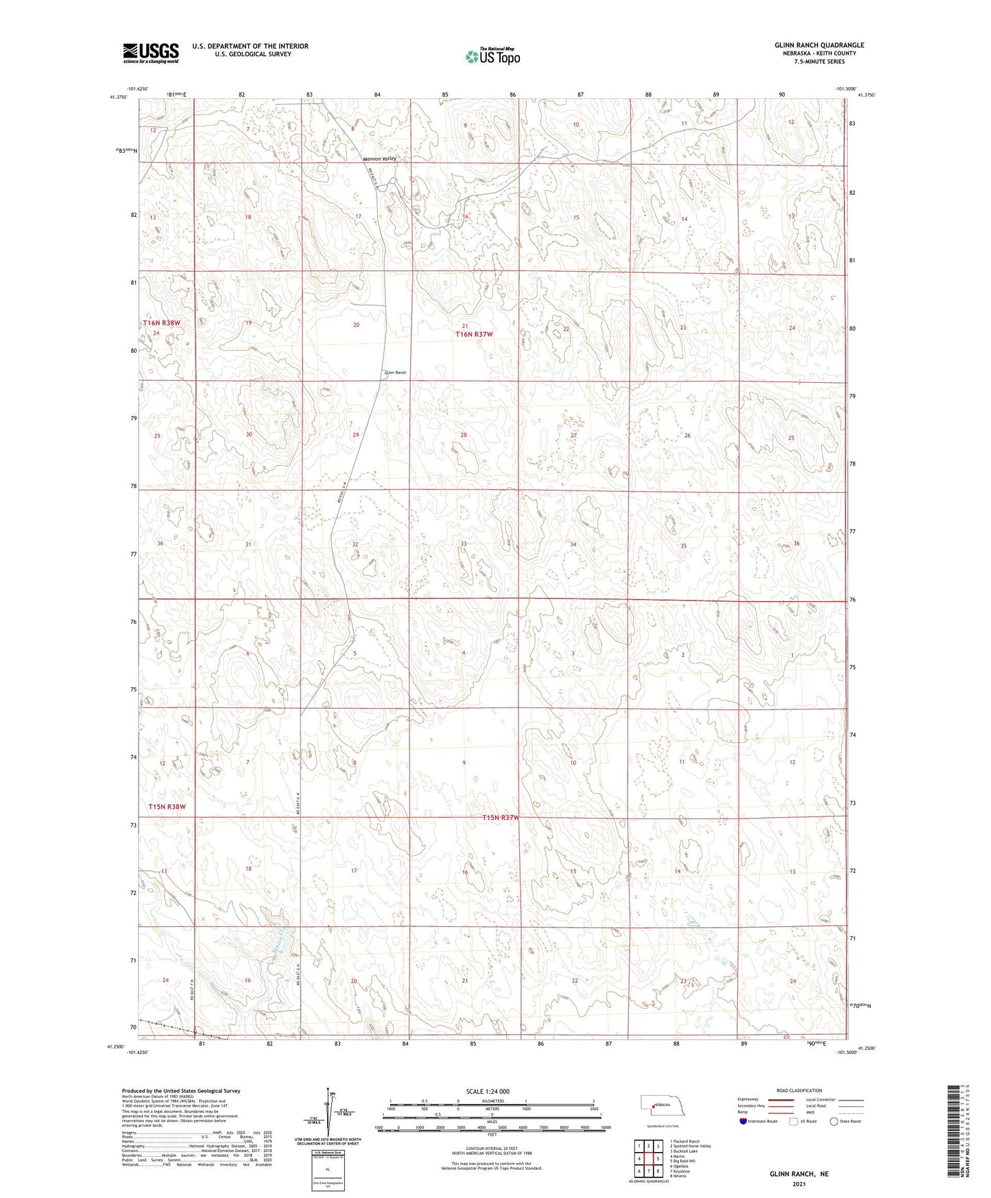 Glinn Ranch Nebraska US Topo Map Image
