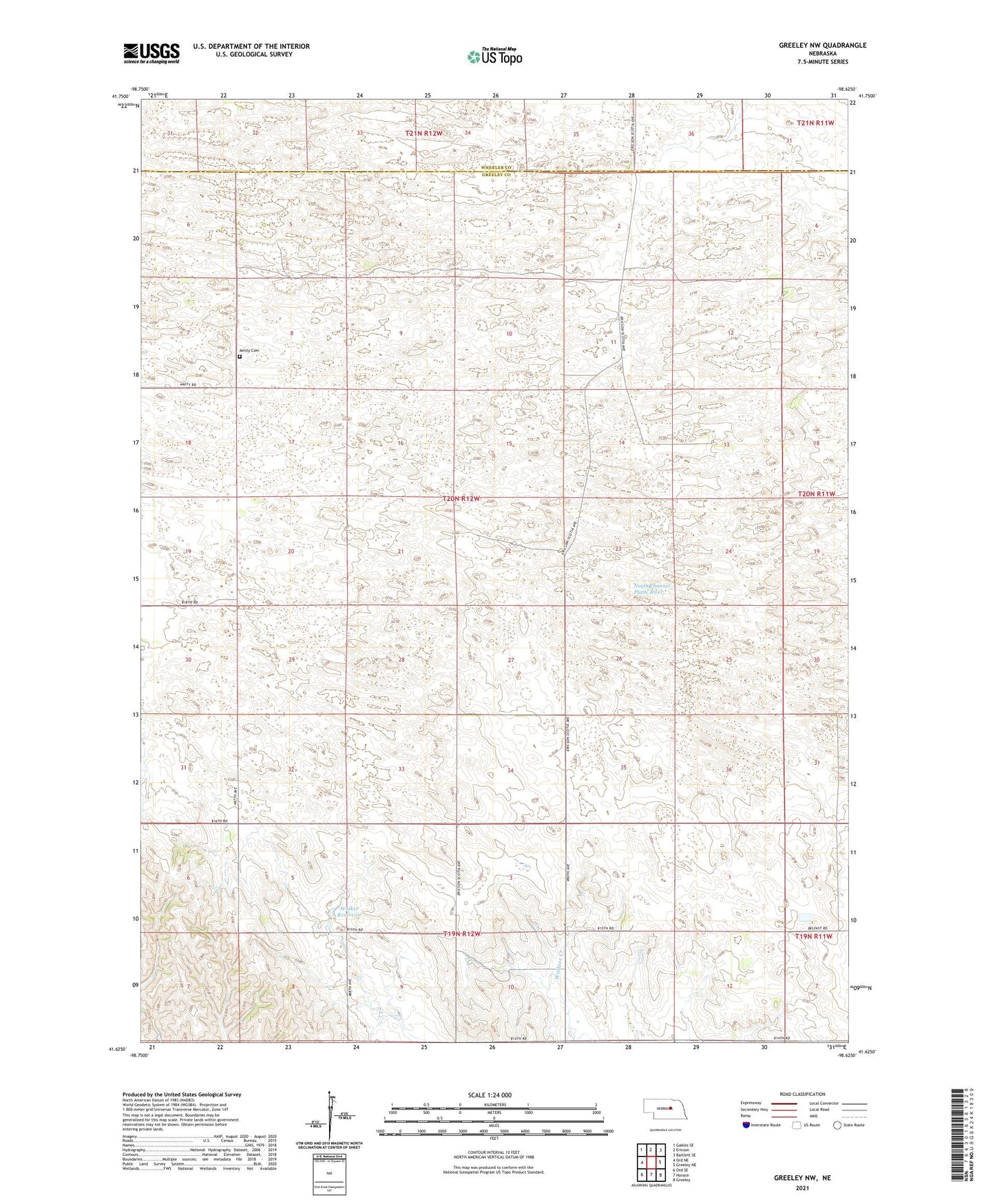 Greeley NW Nebraska US Topo Map Image