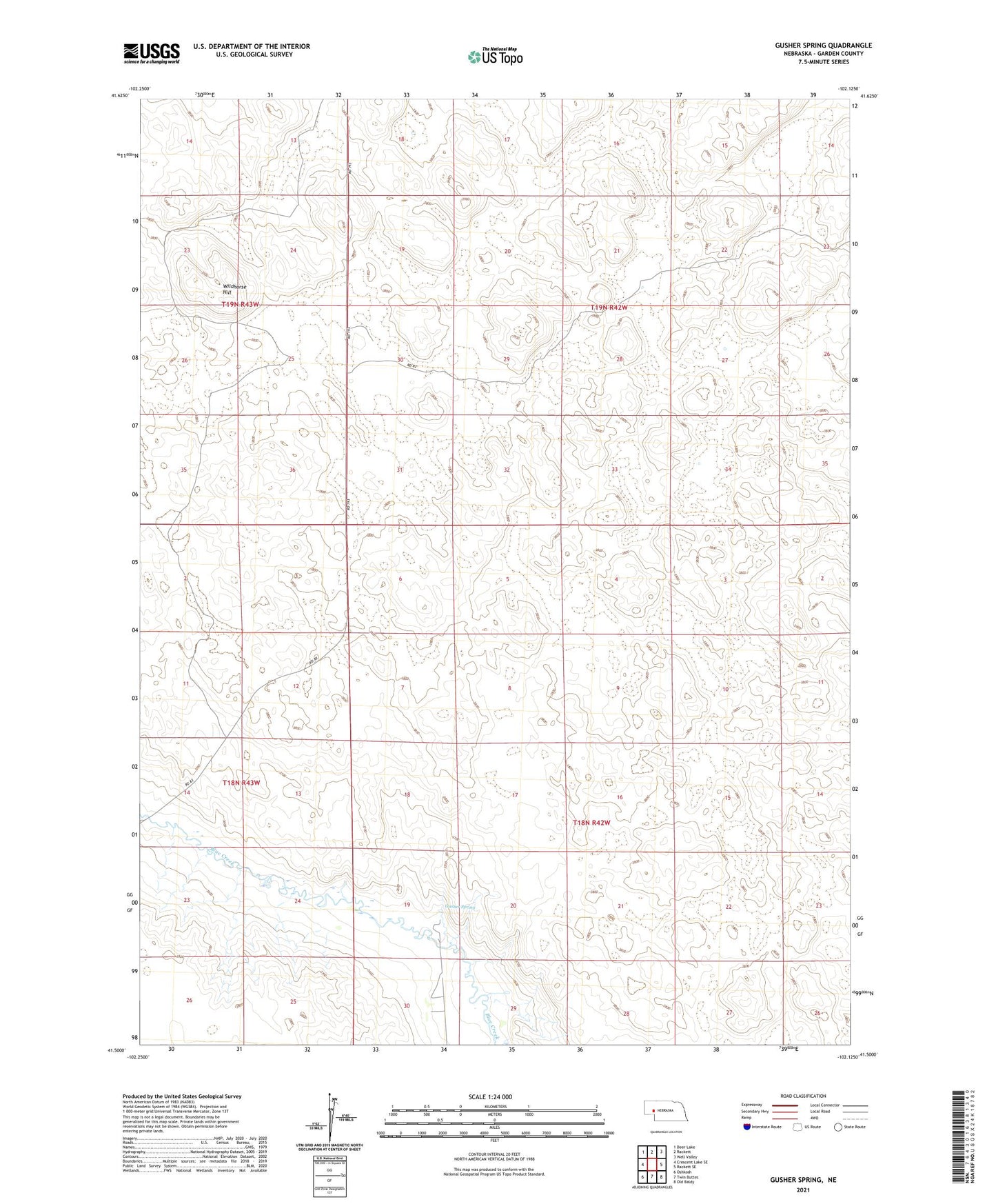 Gusher Spring Nebraska US Topo Map Image