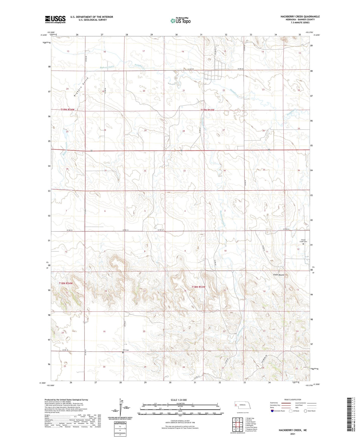 Hackberry Creek Nebraska US Topo Map Image