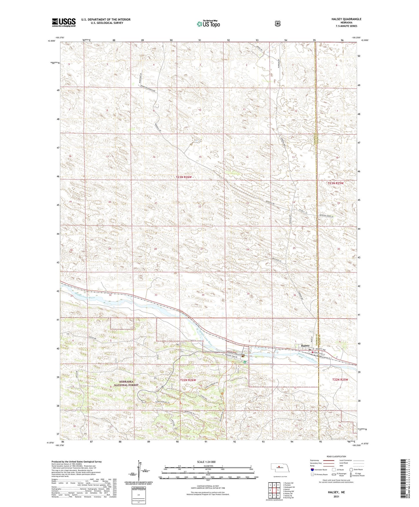 Halsey Nebraska US Topo Map Image