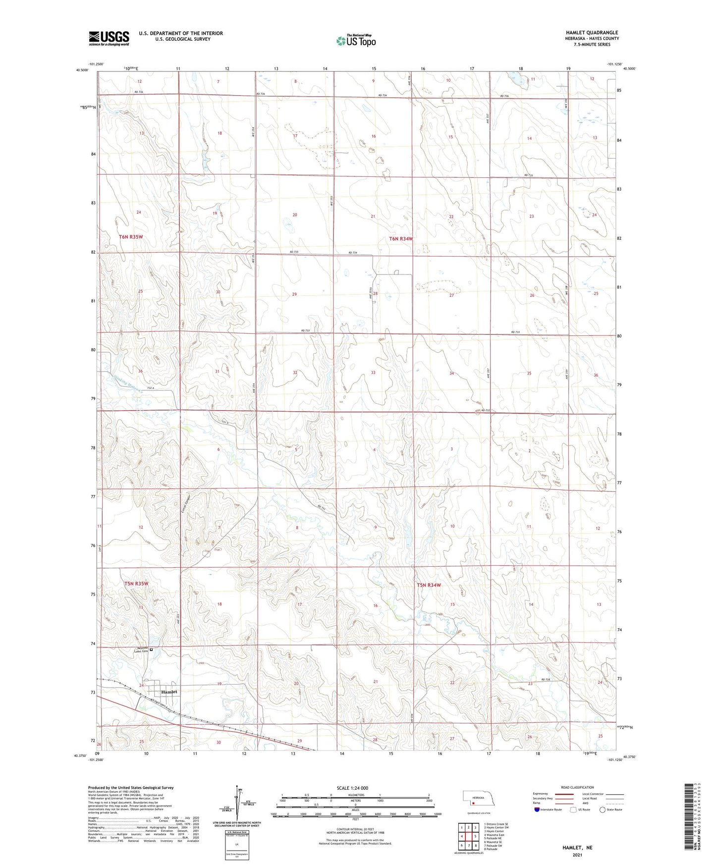 Hamlet Nebraska US Topo Map Image