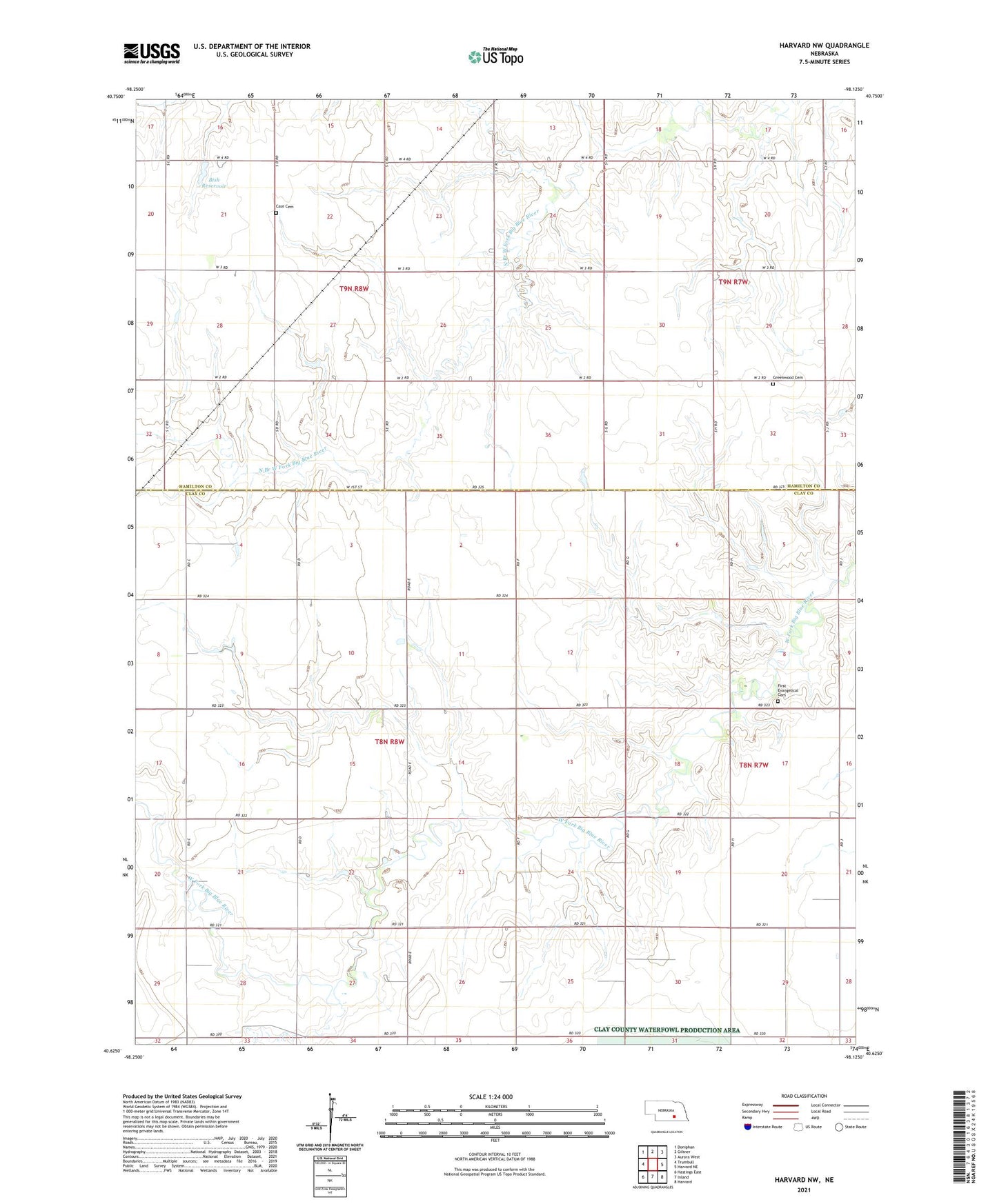 Harvard NW Nebraska US Topo Map Image