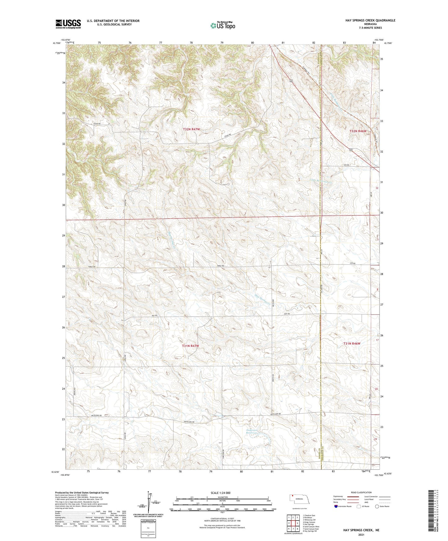 Hay Springs Creek Nebraska US Topo Map Image