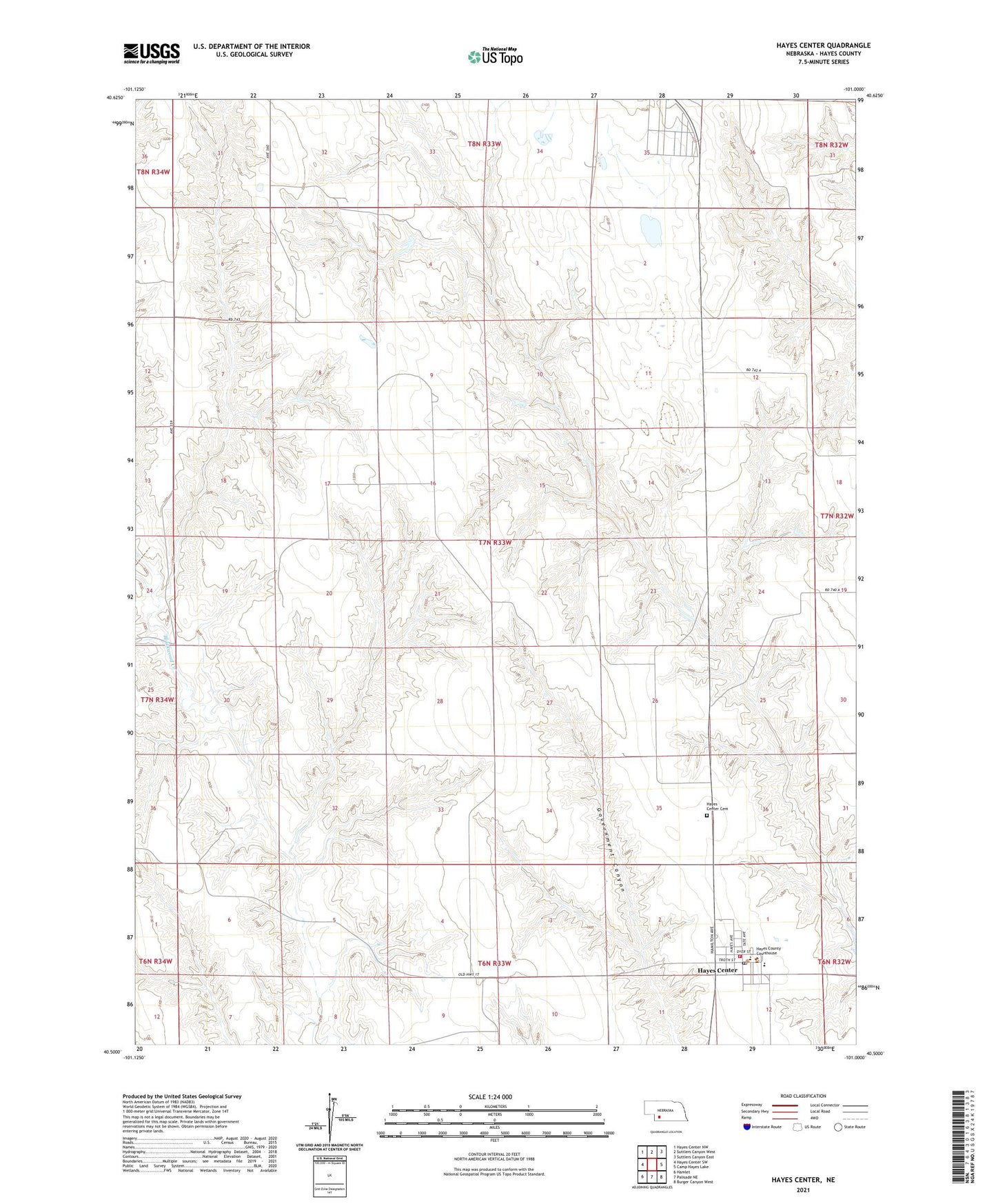 Hayes Center Nebraska US Topo Map Image