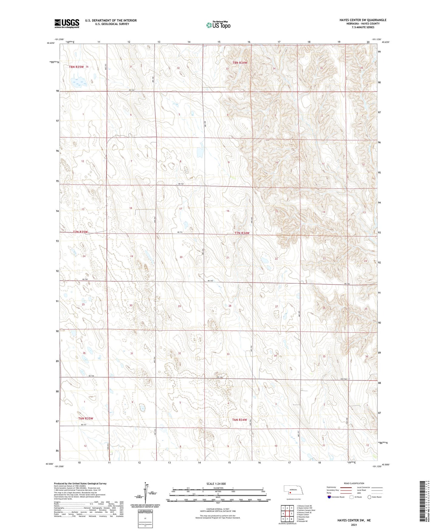 Hayes Center SW Nebraska US Topo Map Image