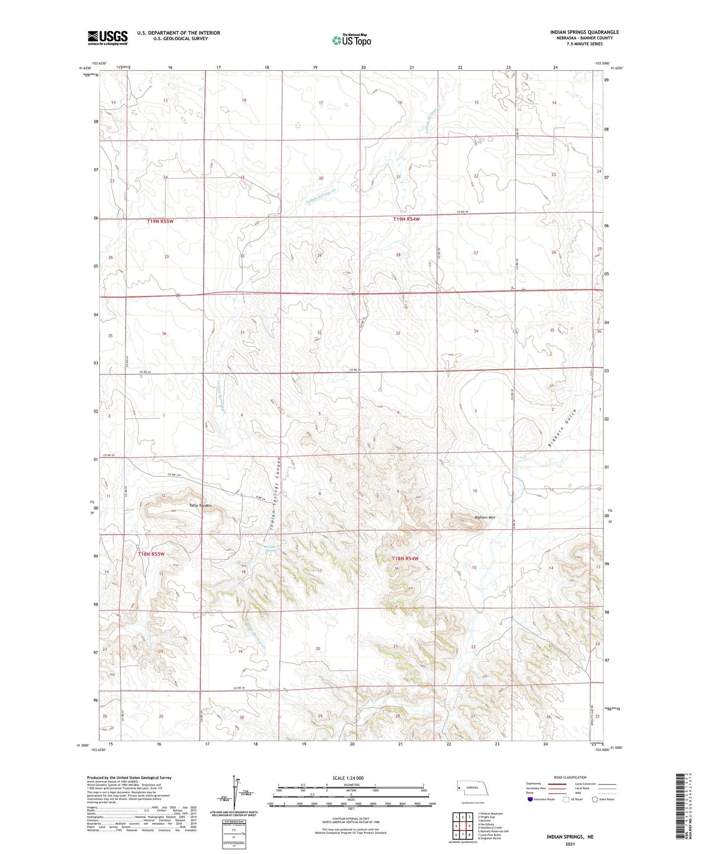 Indian Springs Nebraska US Topo Map Image