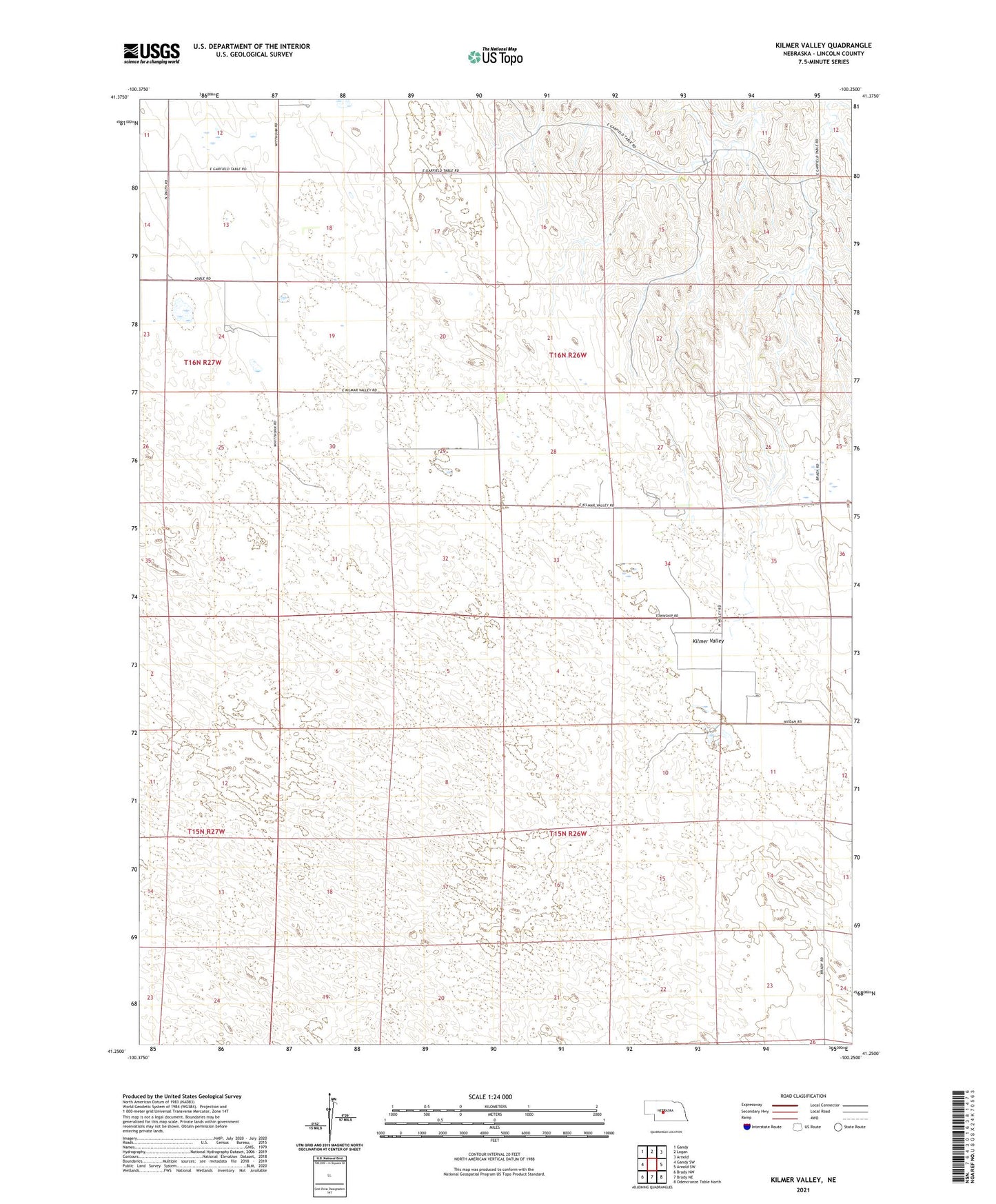 Kilmer Valley Nebraska US Topo Map Image