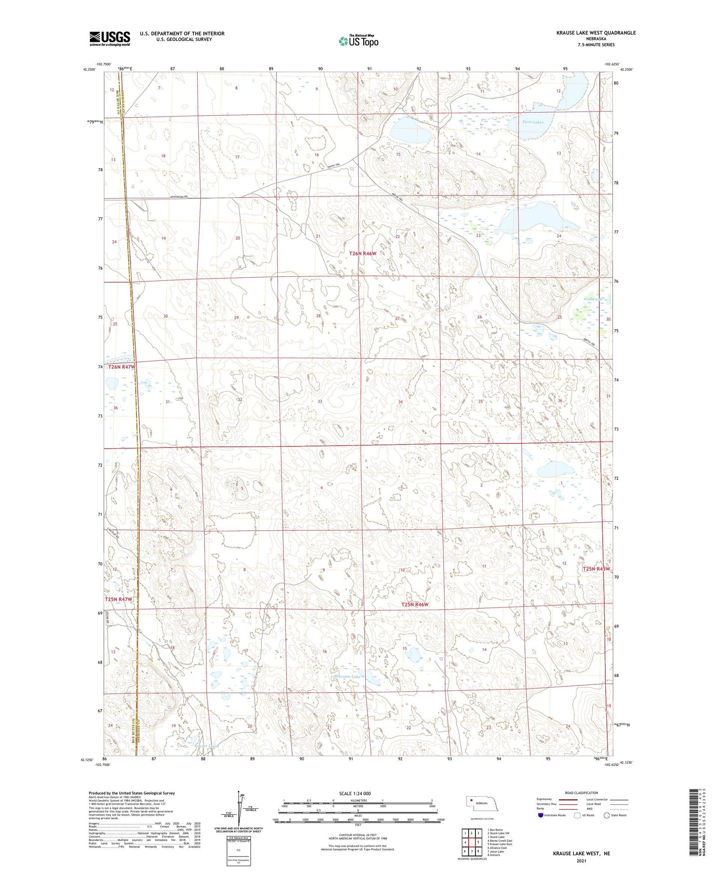 Krause Lake West Nebraska US Topo Map Image