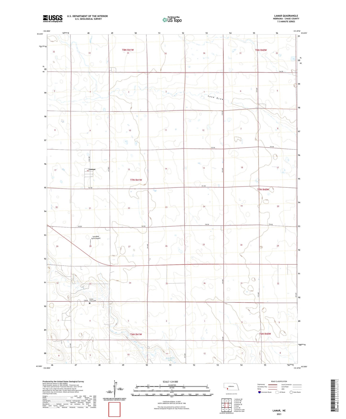 Lamar Nebraska US Topo Map Image