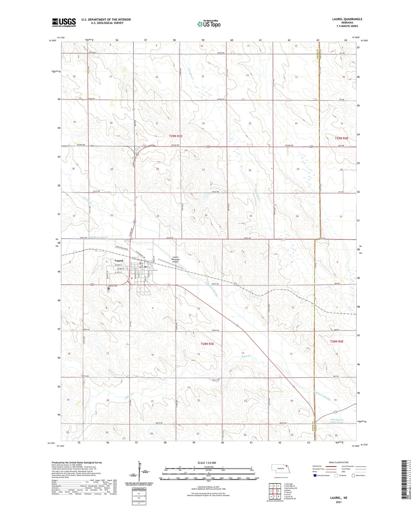 Laurel Nebraska US Topo Map Image