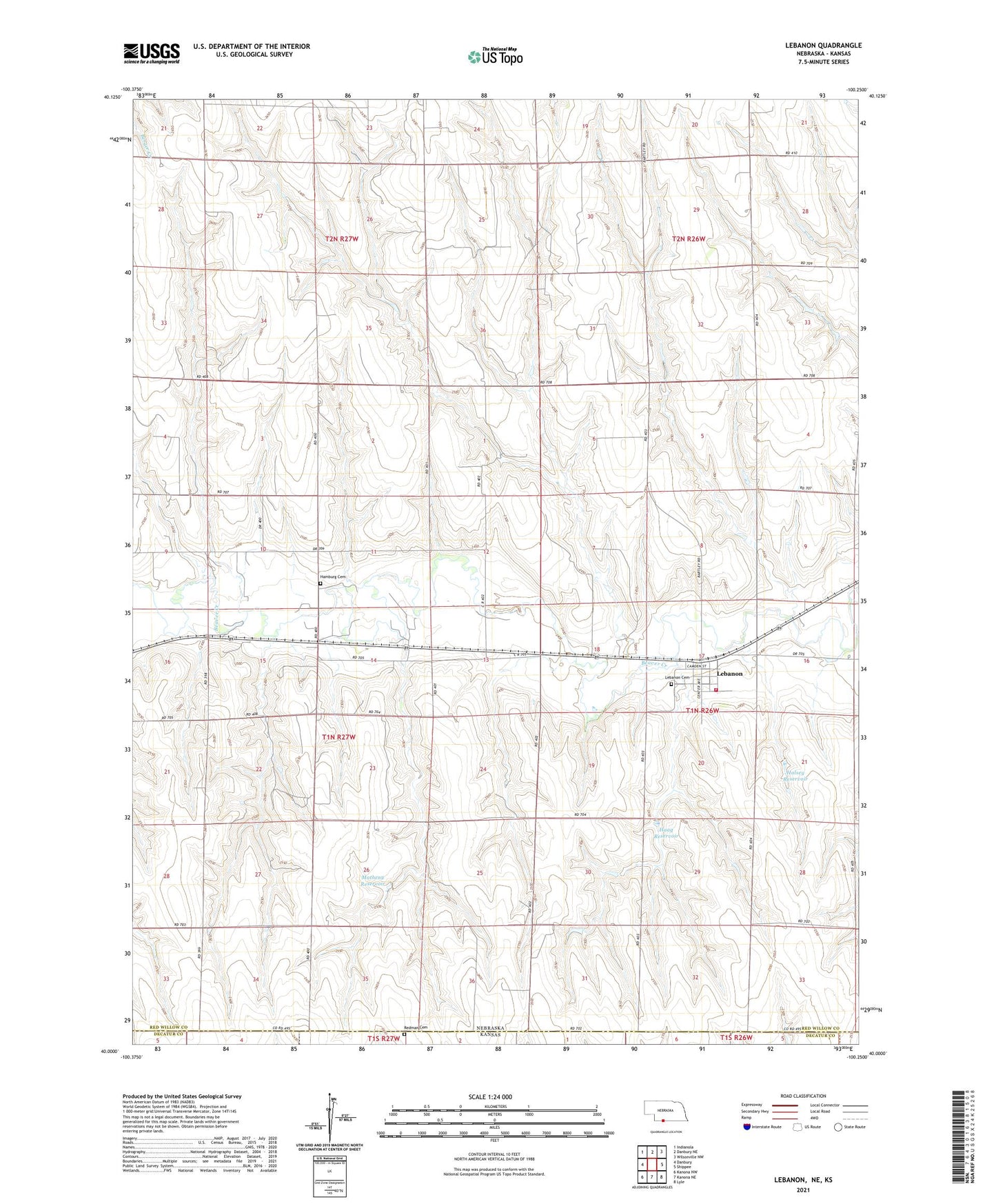 Lebanon Nebraska US Topo Map Image